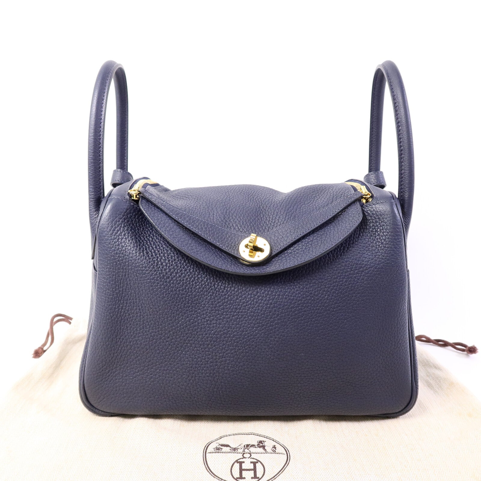 HERMES Togo皮革Lindy 30肩背袋Blue Nuit