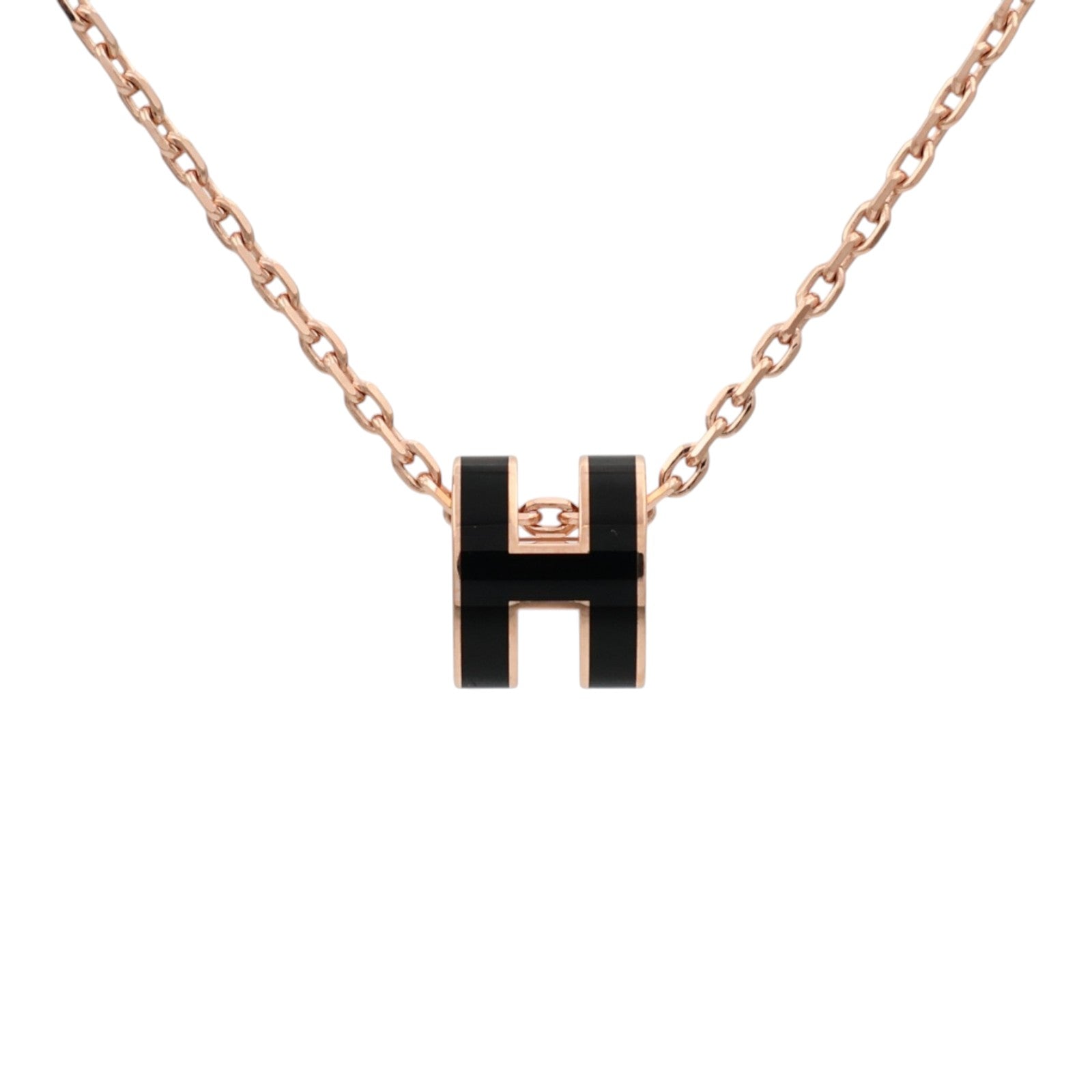 HERMES 金屬/琺瑯Mini Pop H Necklace項鍊Noir