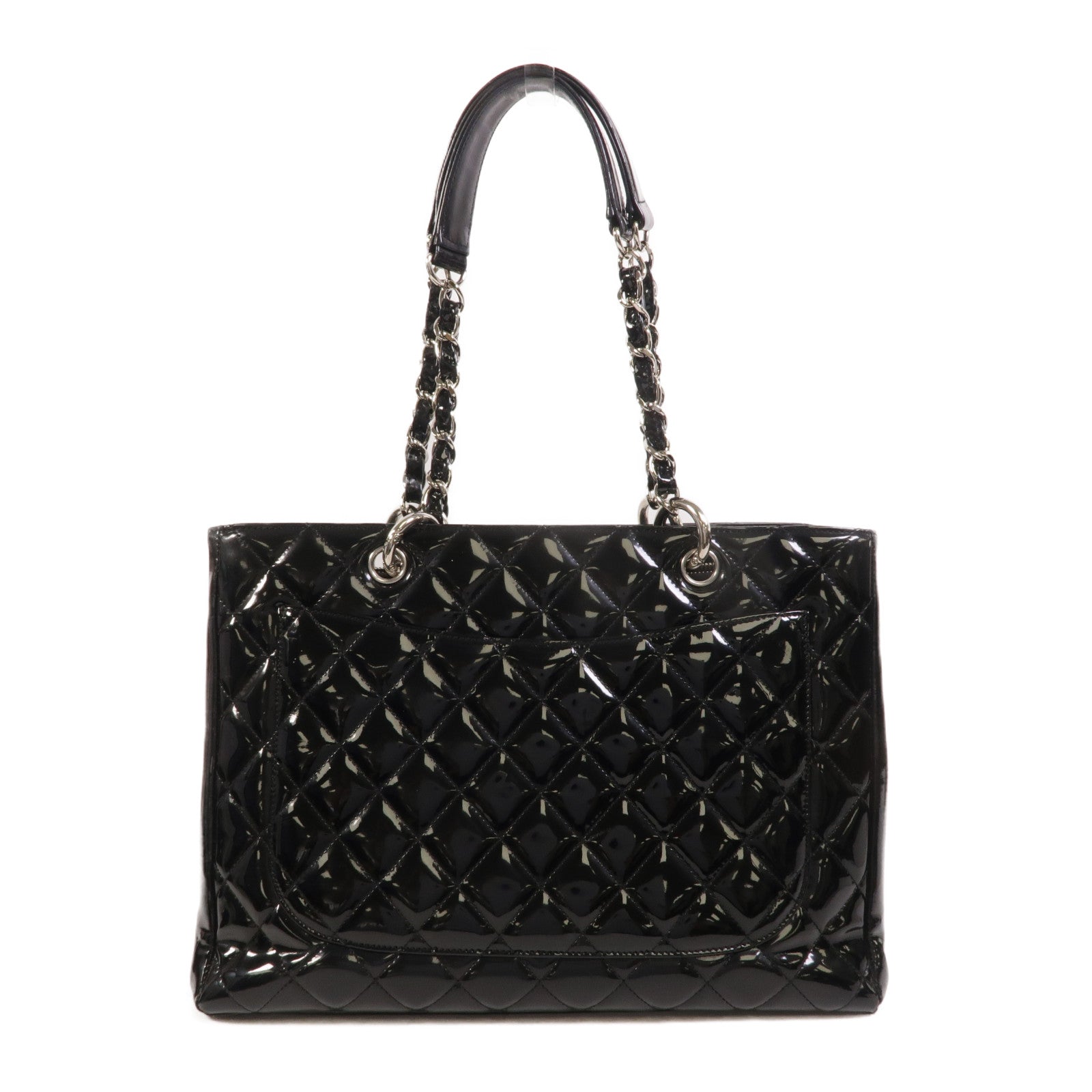 CHANEL 漆皮皮革GST Grand Shopping Tote Bag鏈帶肩背袋