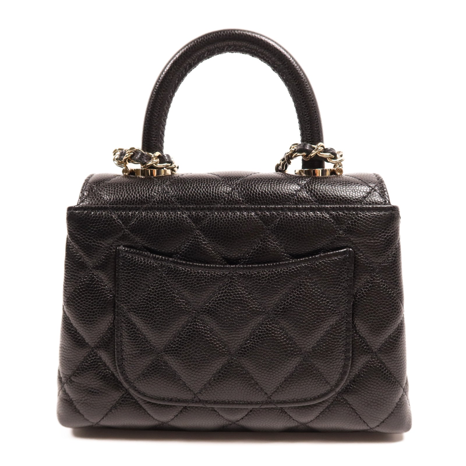 CHANEL 牛皮皮革Mirco Coco Handle金扣鏈帶肩背袋