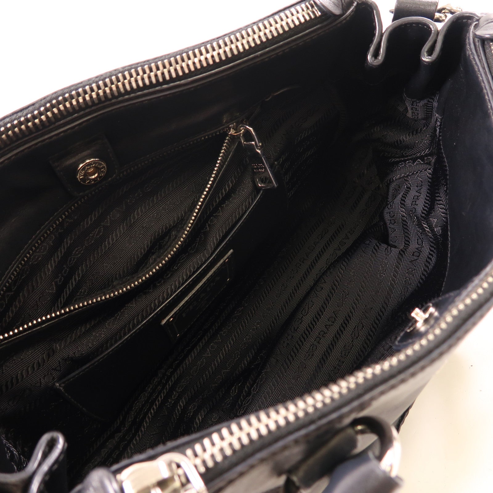 PRADA 牛皮皮革2 Way Shoulder銀扣手挽肩背兩用袋
