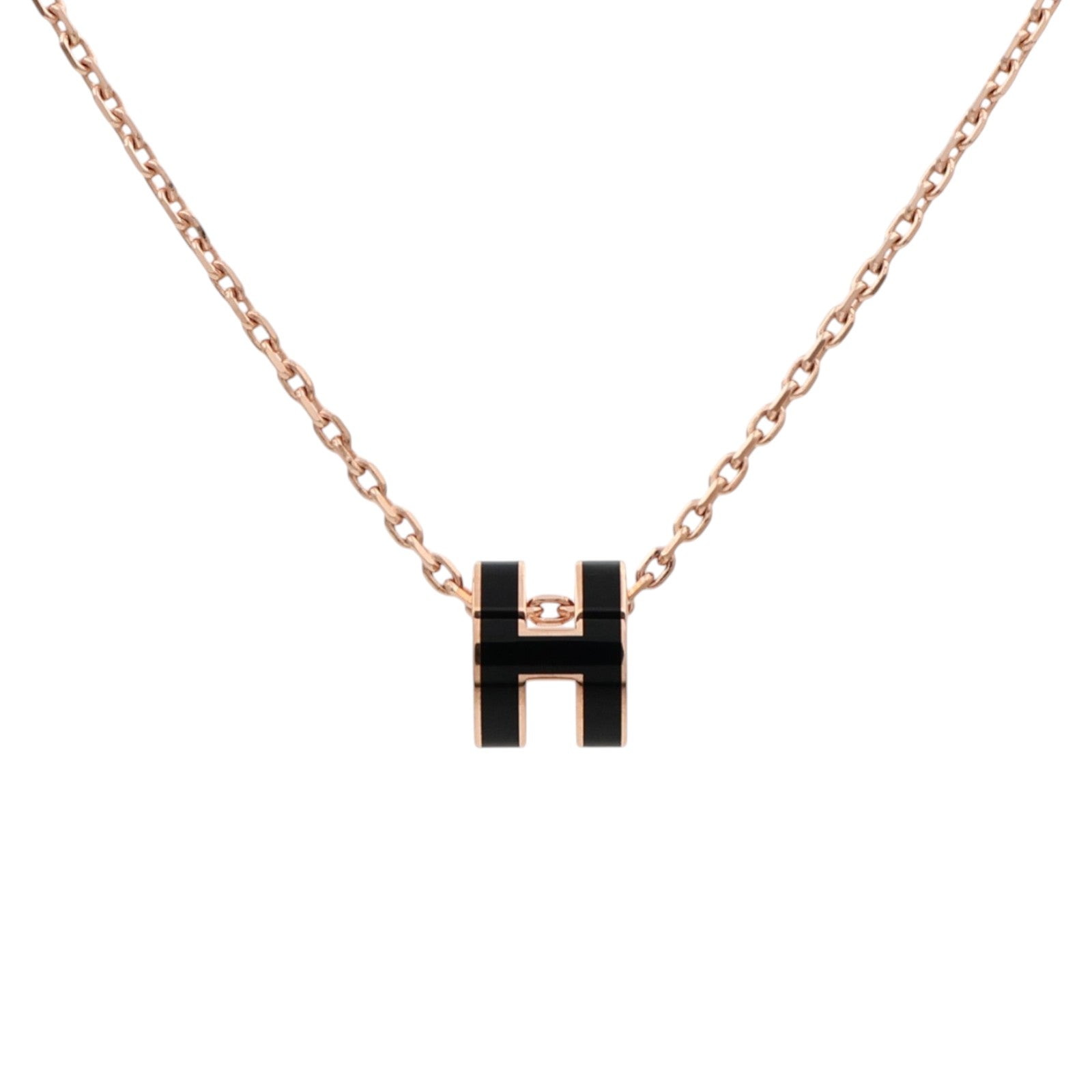 HERMES 金屬/琺瑯Mini Pop H Necklace項鍊Noir