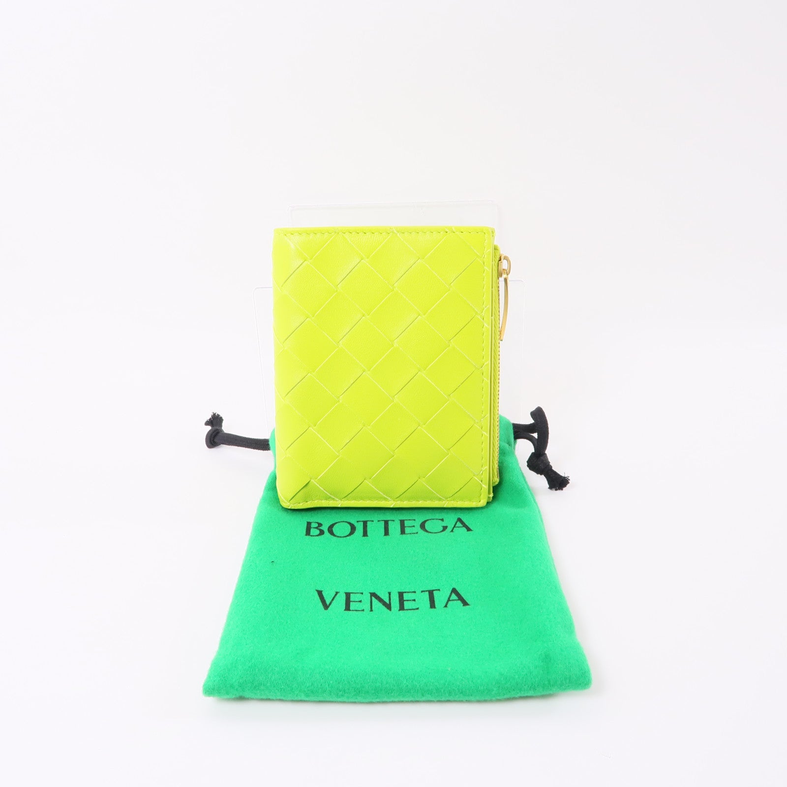 BOTTEGA VENETA 織紋皮革Wallet金扣錢包黃色