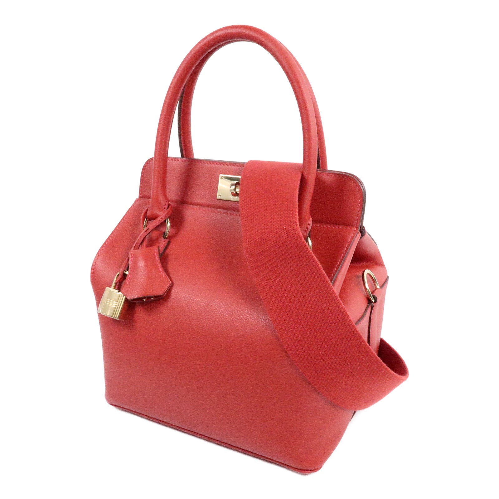 HERMES Evercolor皮革Tool Box 20手挽肩背兩用袋Rouge Casaque