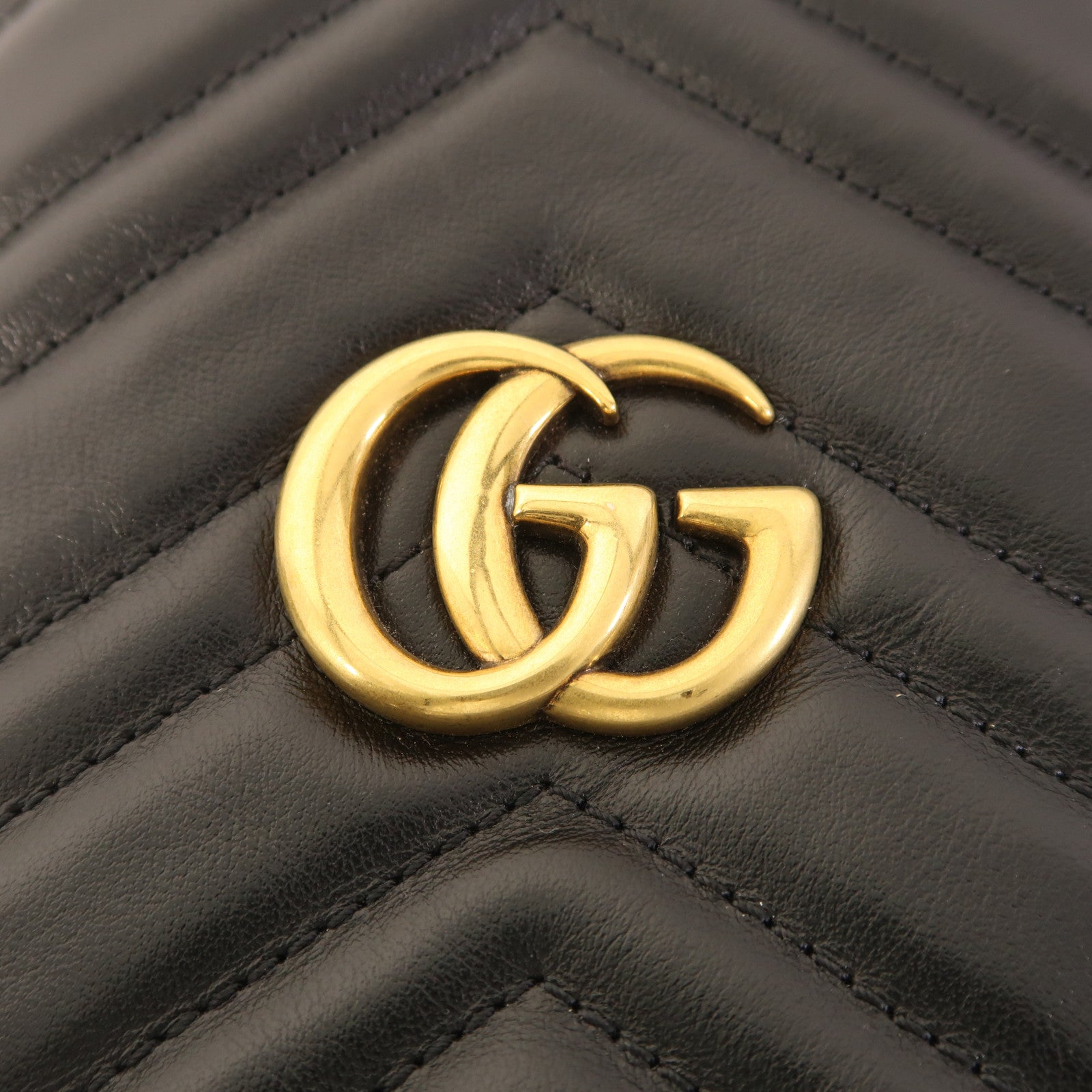 GUCCI 牛皮皮革GG Marmont Bucket金扣鏈帶肩背袋