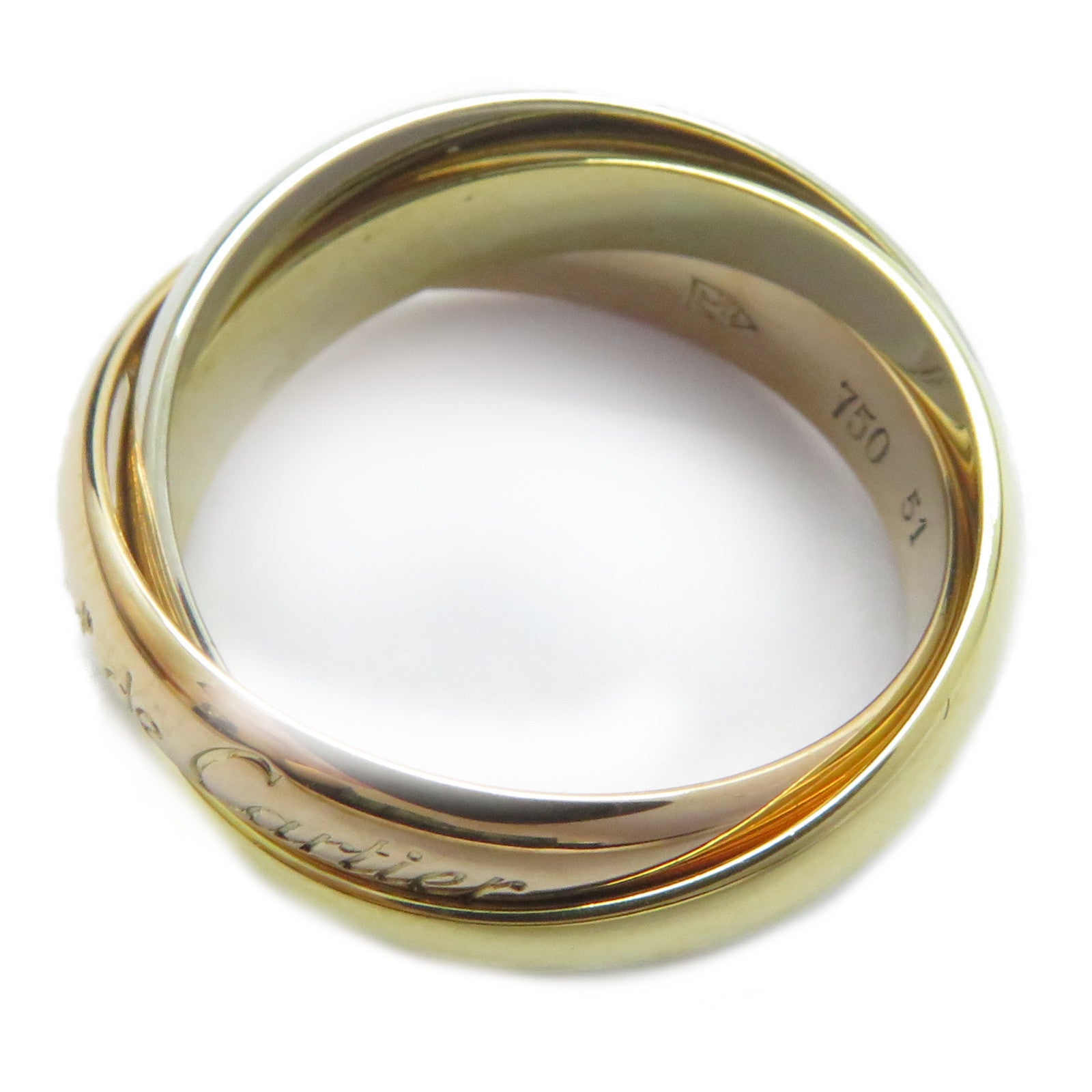 CARTIER 【激減優惠】18K黃金/白金/玫瑰金Trinity戒指Cartier#51/US#6