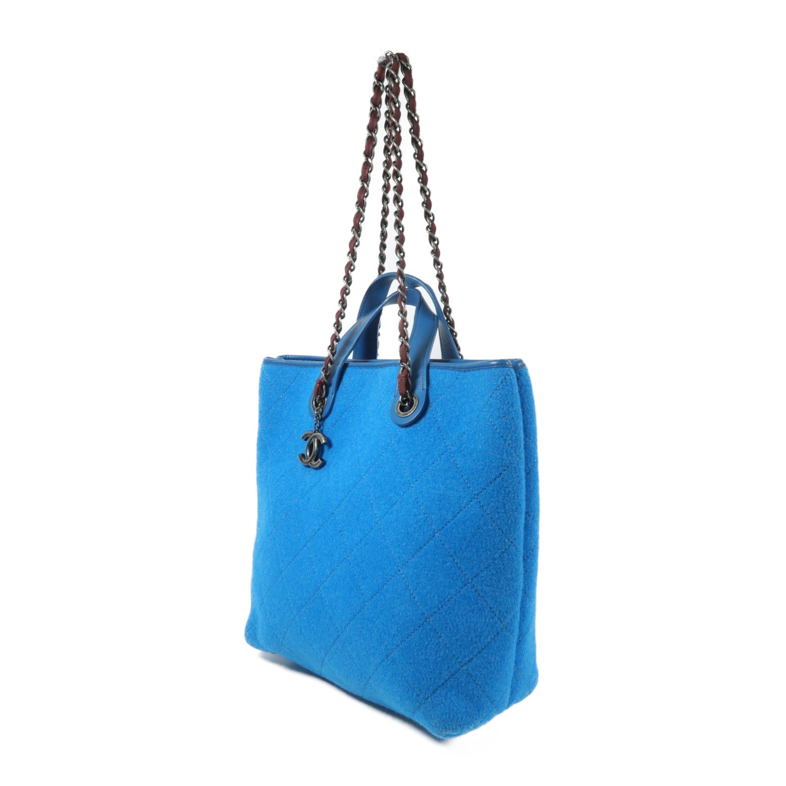 CHANEL 羊毛Chain Shoulder鏈帶手挽肩背兩用袋