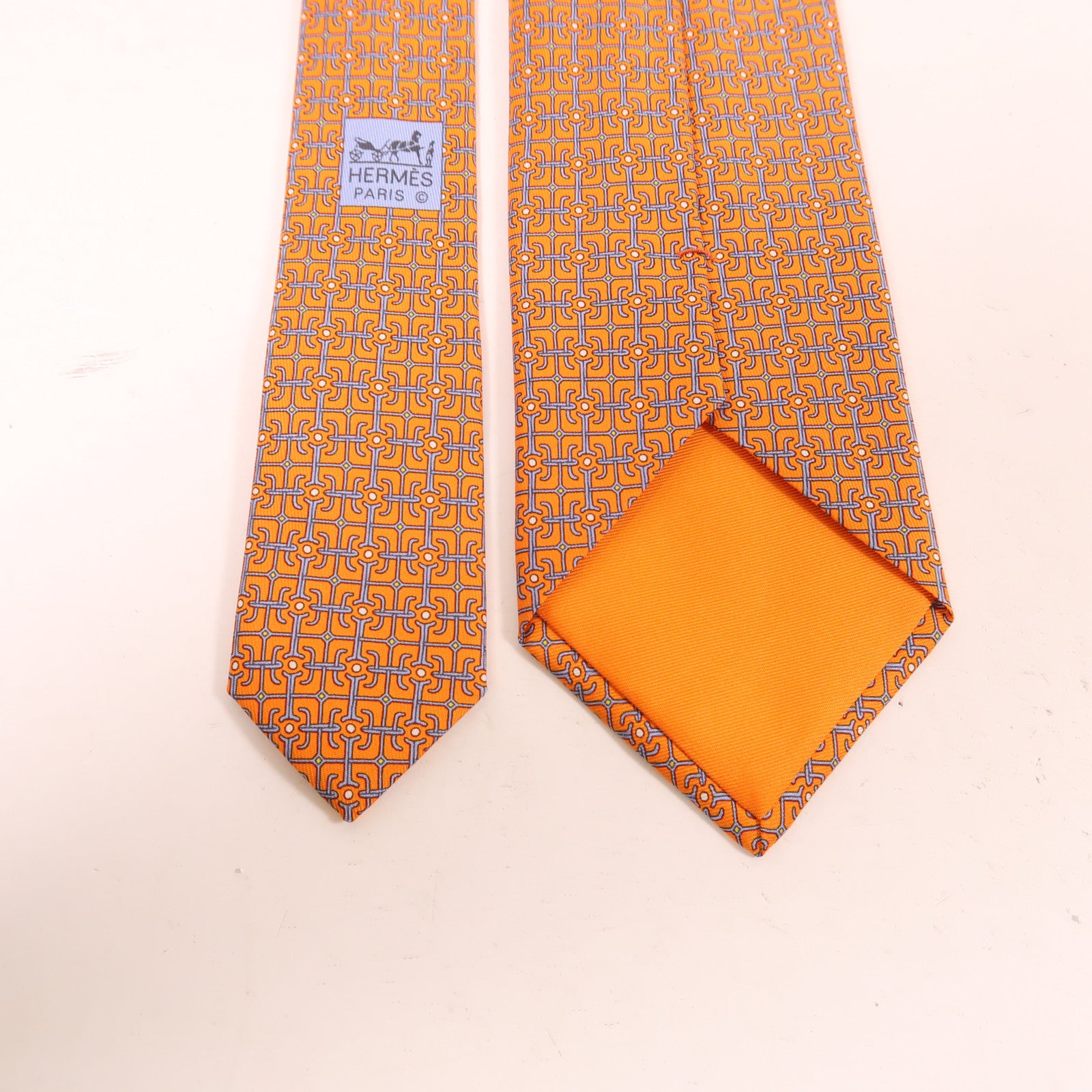 HERMES 絲質Tie領帶橙色