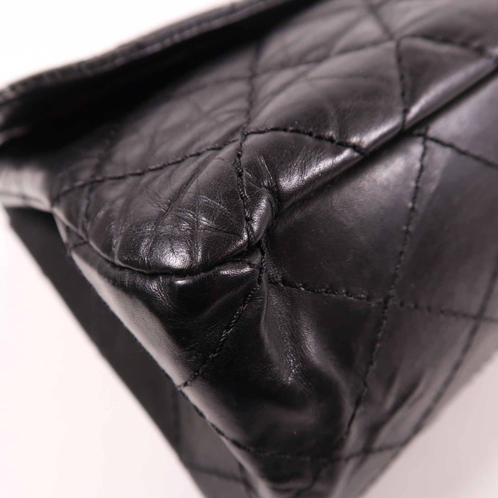 CHANEL 牛皮皮革2.55 Jumbo銀扣鏈帶肩背袋