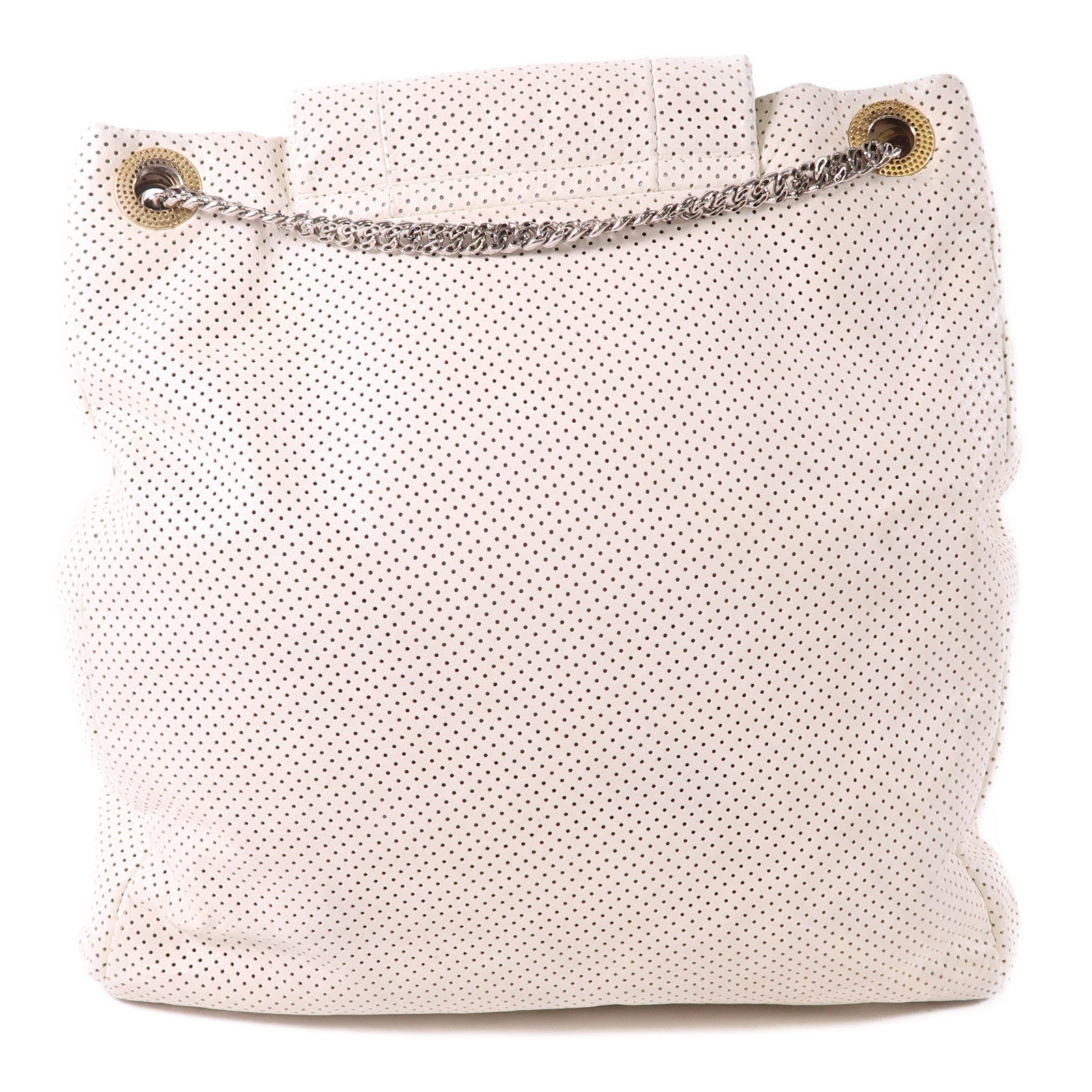 CHANEL CC SHW 2.55 Chain Shoulder Bag Calfskin Leather White