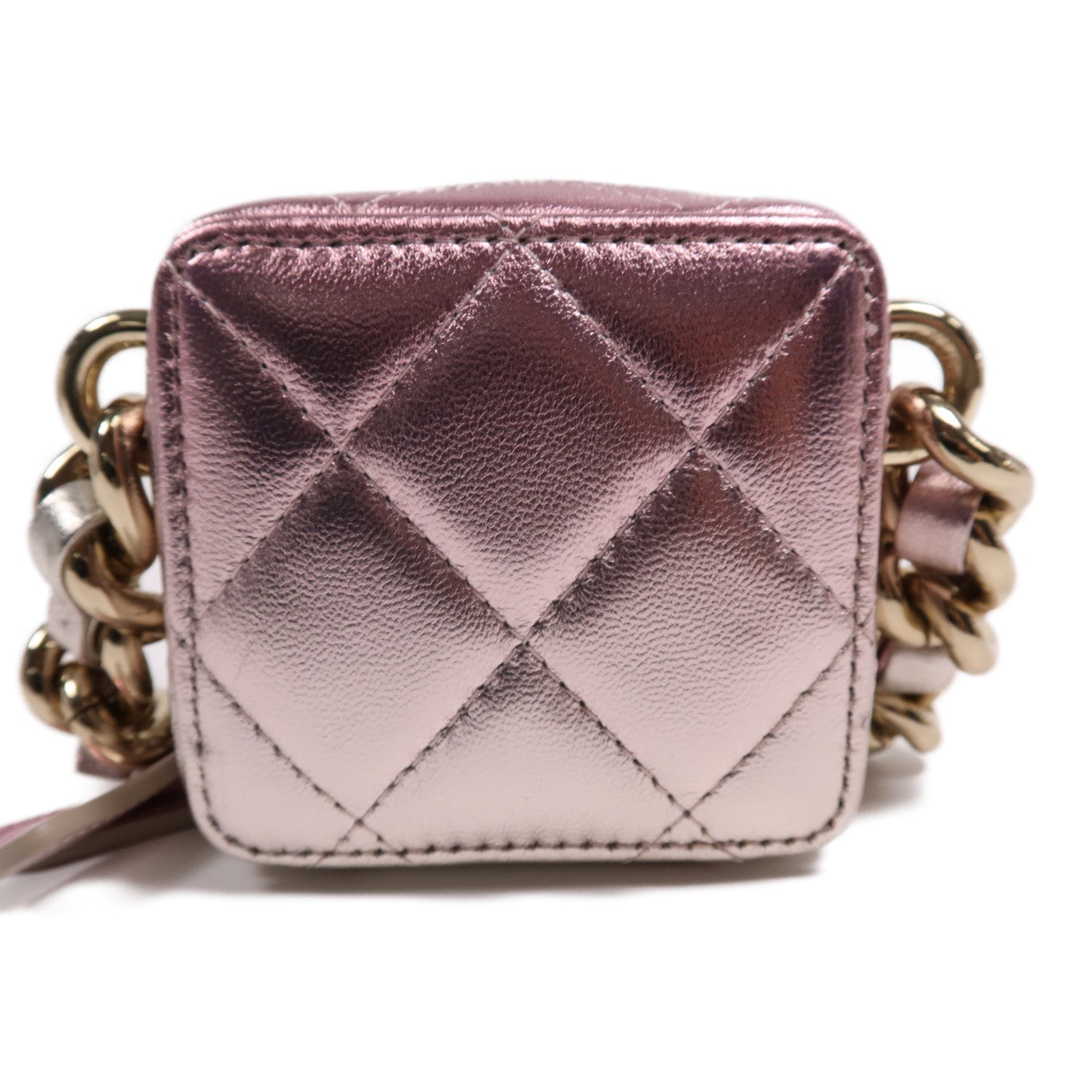 CHANEL 羊皮皮革Cube Bag金扣鏈帶肩背袋