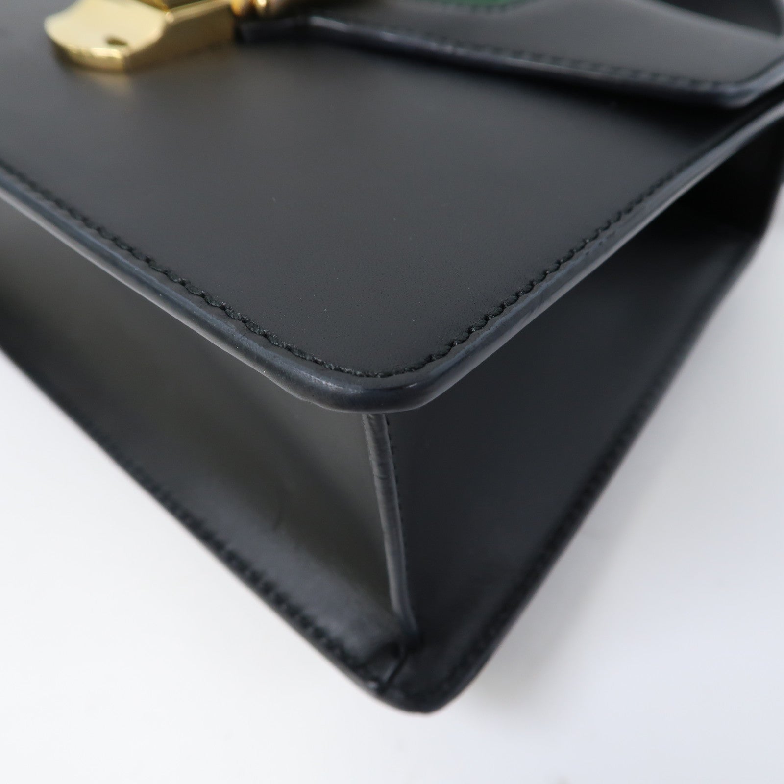 GUCCI 牛皮皮革Sylvie金扣手挽肩背兩用袋黑色