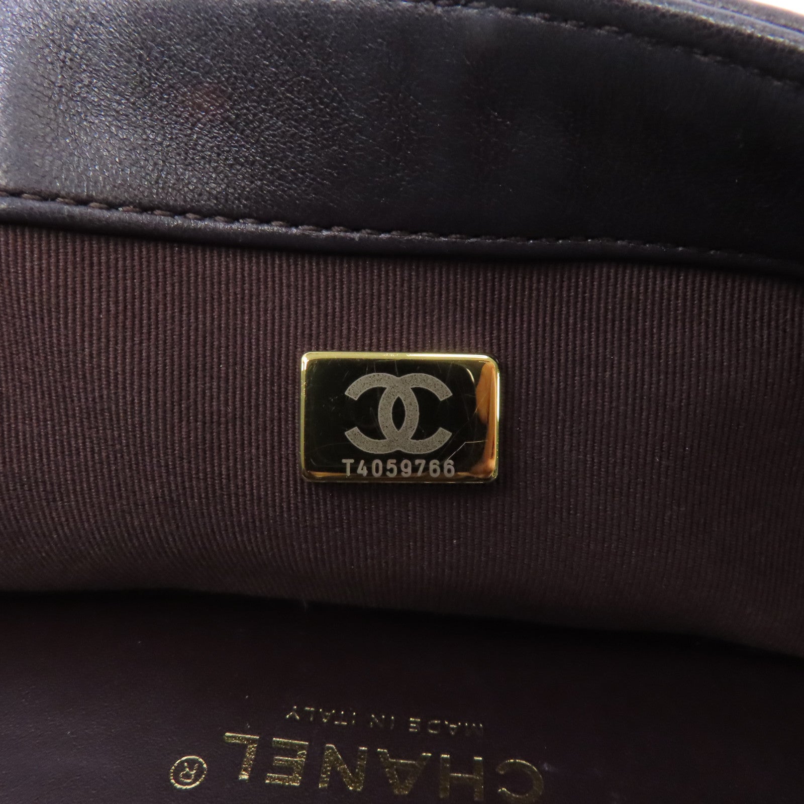 CHANEL 菱格羊皮皮革Chain Shoulder Bag金扣鏈帶肩背袋啡色