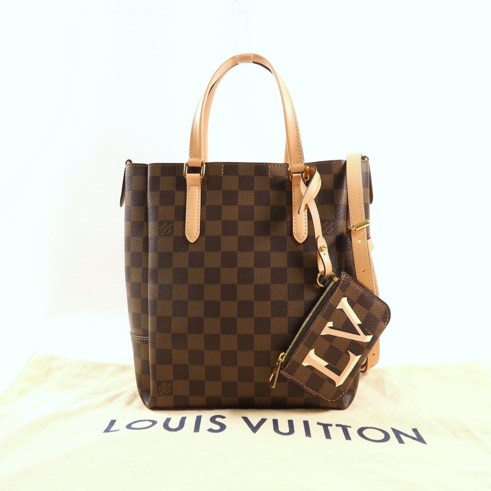 LOUIS VUITTON 【激減優惠】Damier Belmont NV PM金扣手挽肩背兩用袋啡色