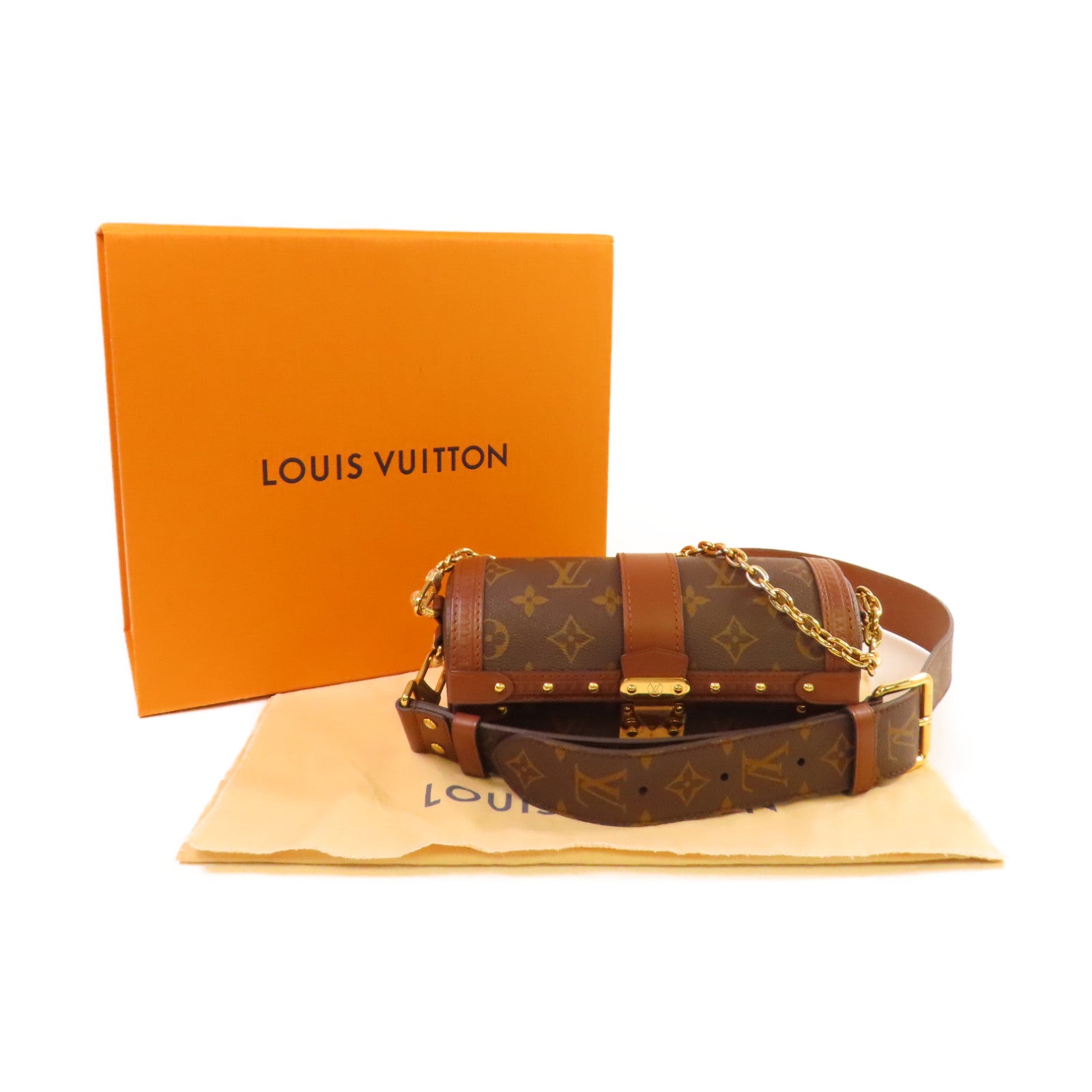 LOUIS VUITTON 【激減優惠】Monogram Papillon Trunk 2Way Shoulder Bag金扣手挽肩背兩用袋啡色