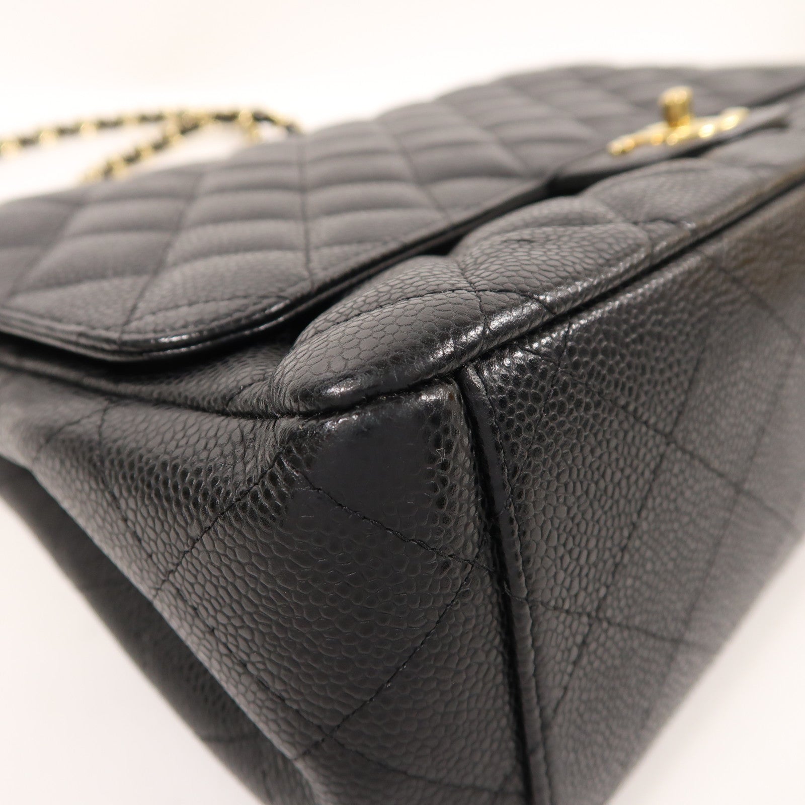 CHANEL 牛皮皮革Maxi Classic金扣鏈帶肩背袋