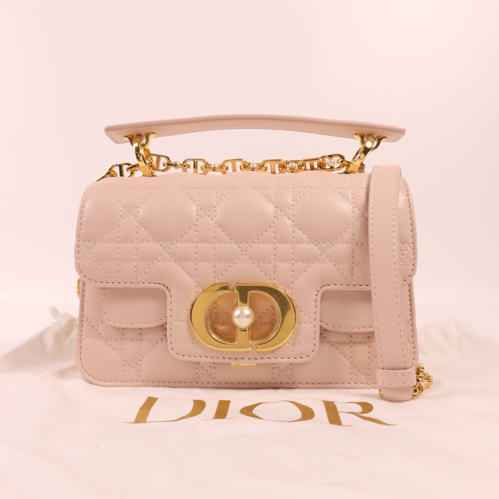 Dior 羊皮皮革Dior Jolie Top Handle金扣鏈帶手挽肩背兩用袋
