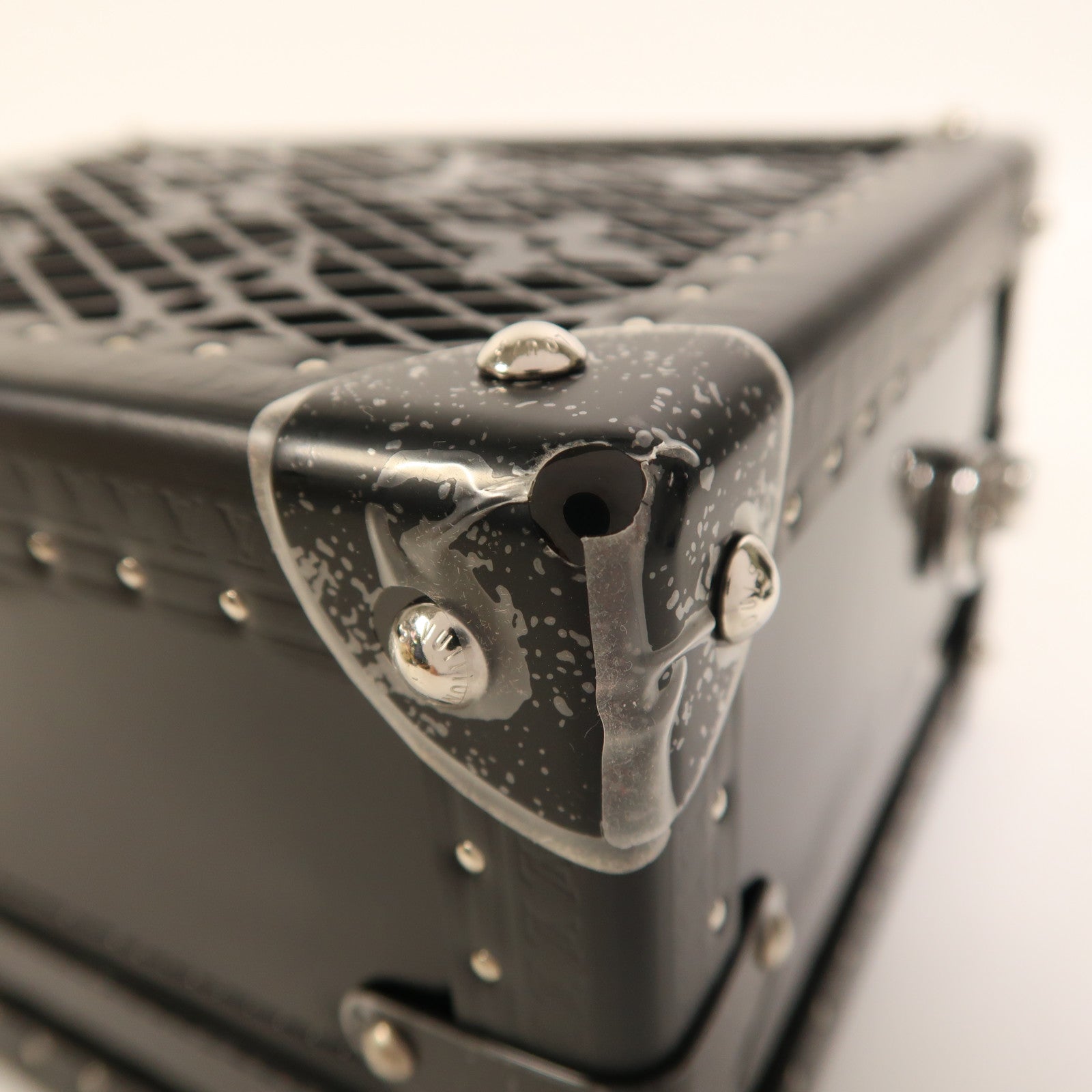 LOUIS VUITTON 牛皮皮革/PVC Petite Valise銀扣手挽肩背兩用袋