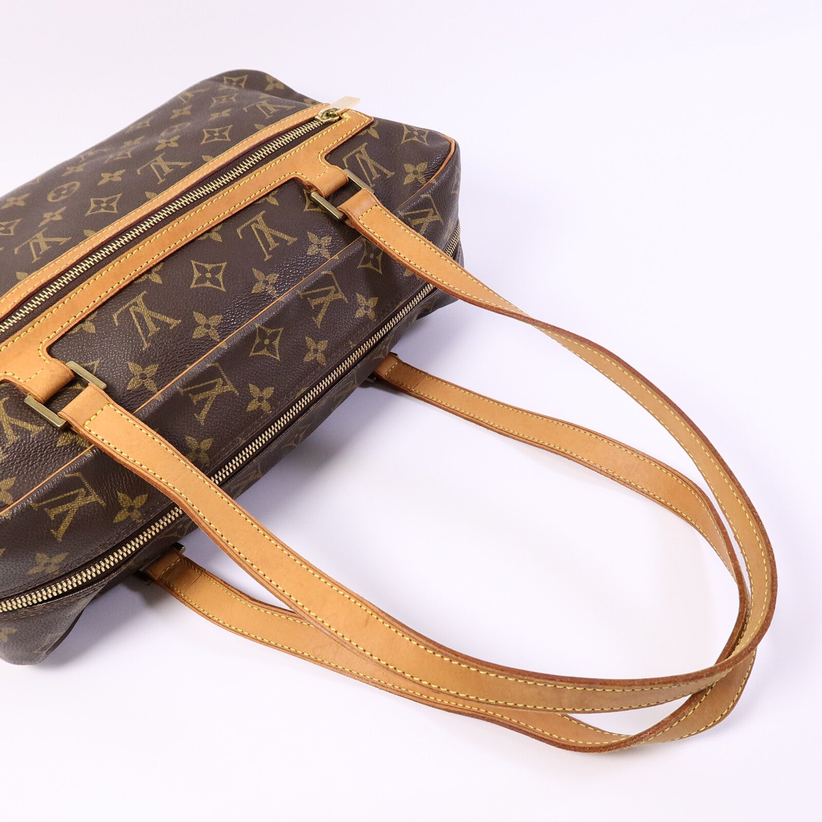 LOUIS VUITTON Monogram Cite GM金扣肩背袋棕色
