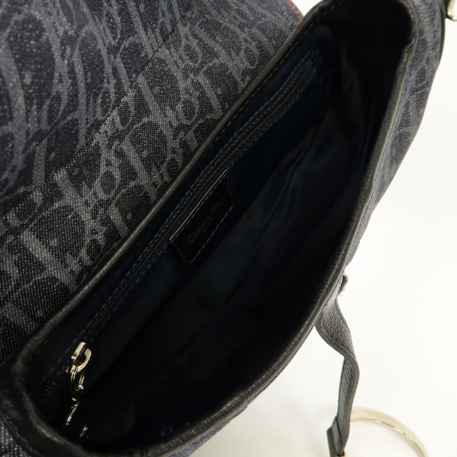 Dior 【激減優惠】牛仔布Saddle銀扣肩背袋深藍色