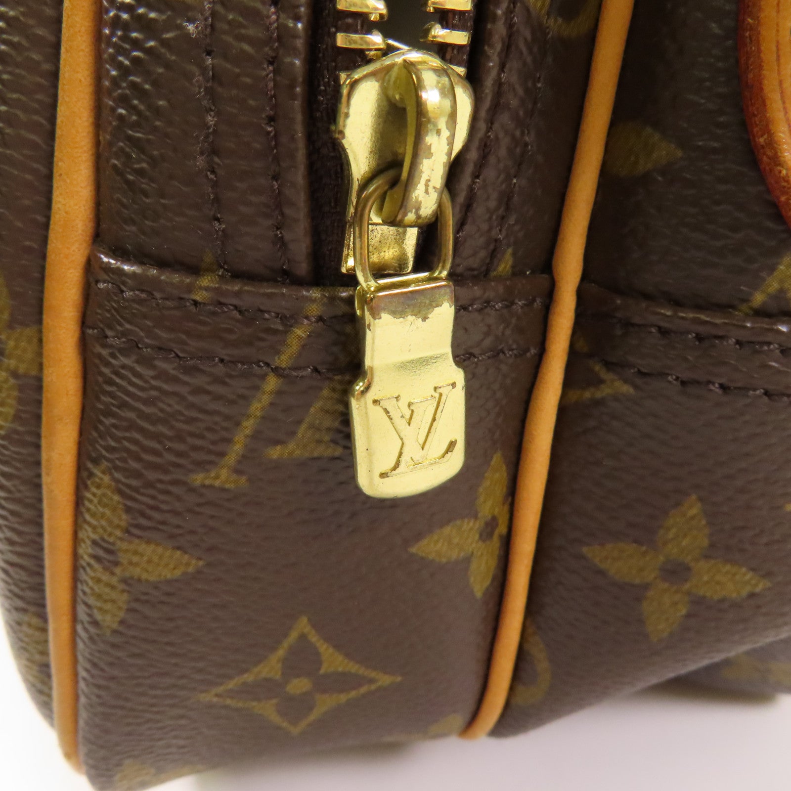 LOUIS VUITTON Monogram Reporter PM金扣肩背袋棕色