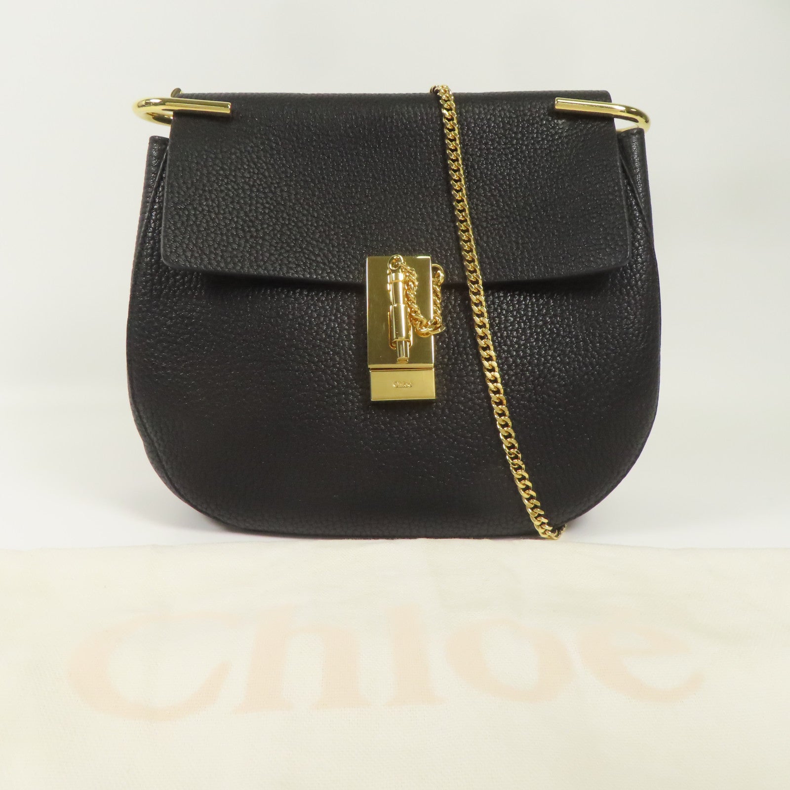 Chloe 牛皮皮革Drew金扣肩背袋