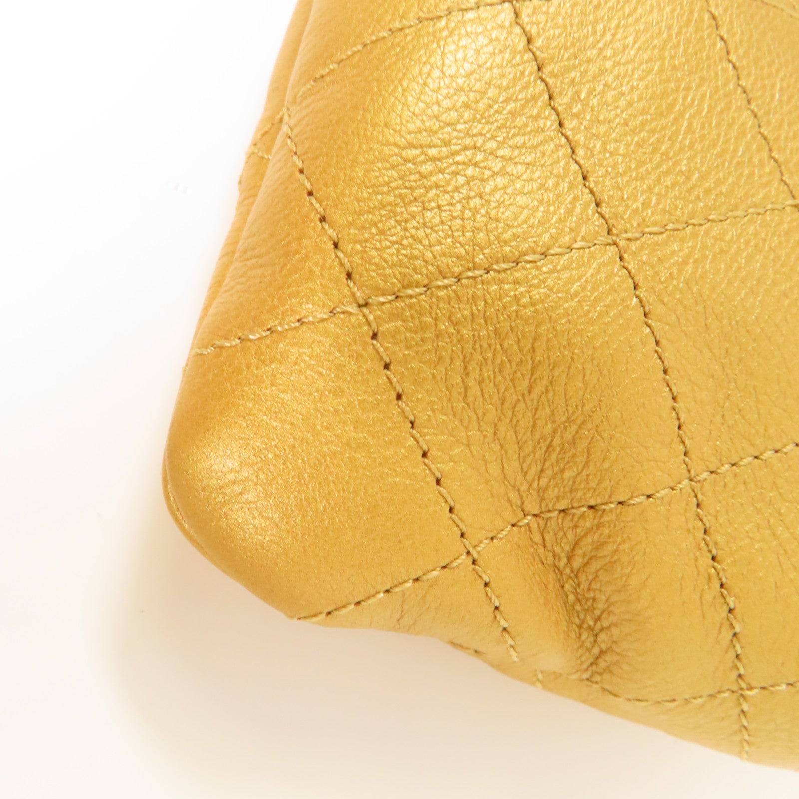 CHANEL 【激減優惠】菱格牛皮皮革Chain Shoulder金扣鏈帶肩背袋金色