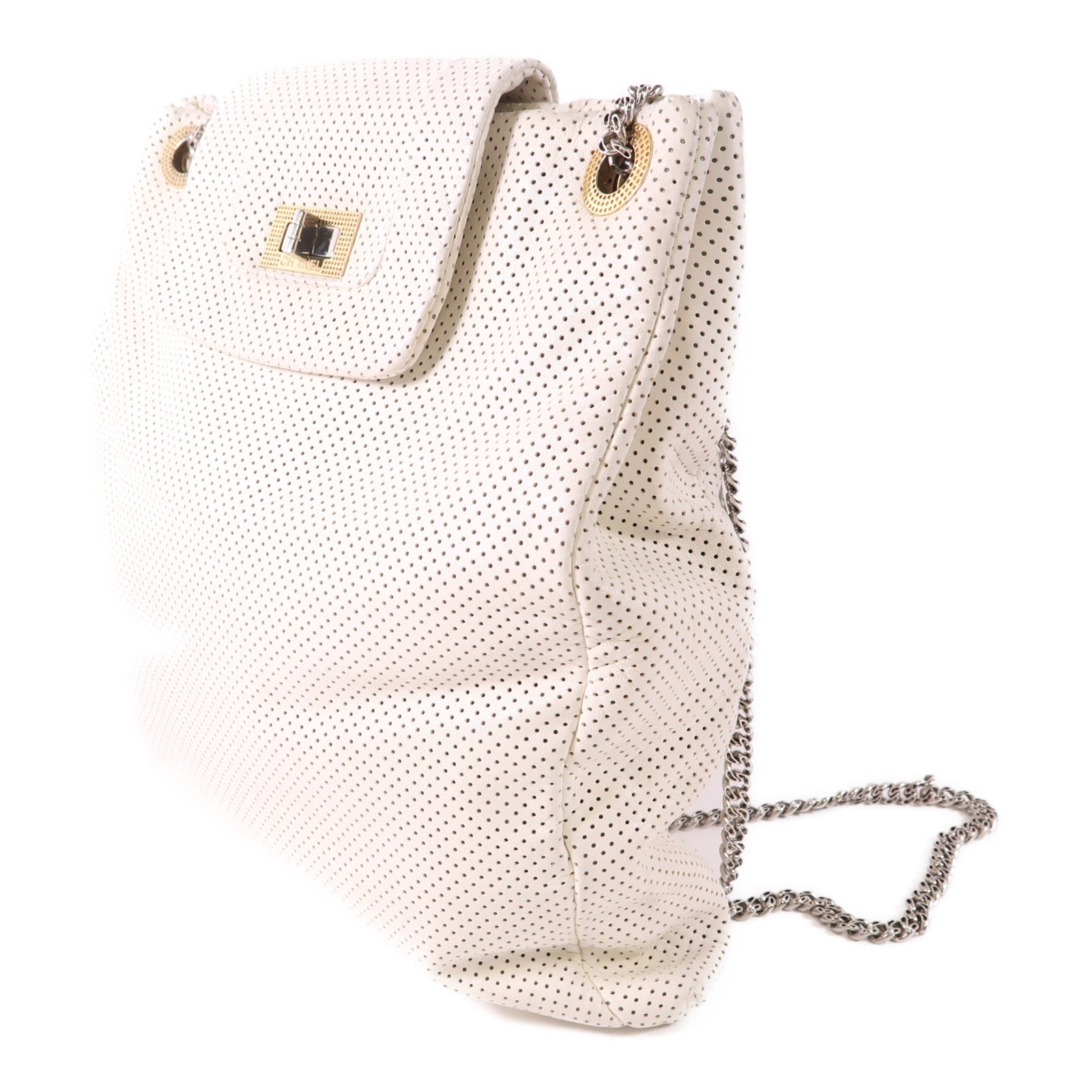 CHANEL 牛皮皮革2.55銀扣鏈帶肩背袋