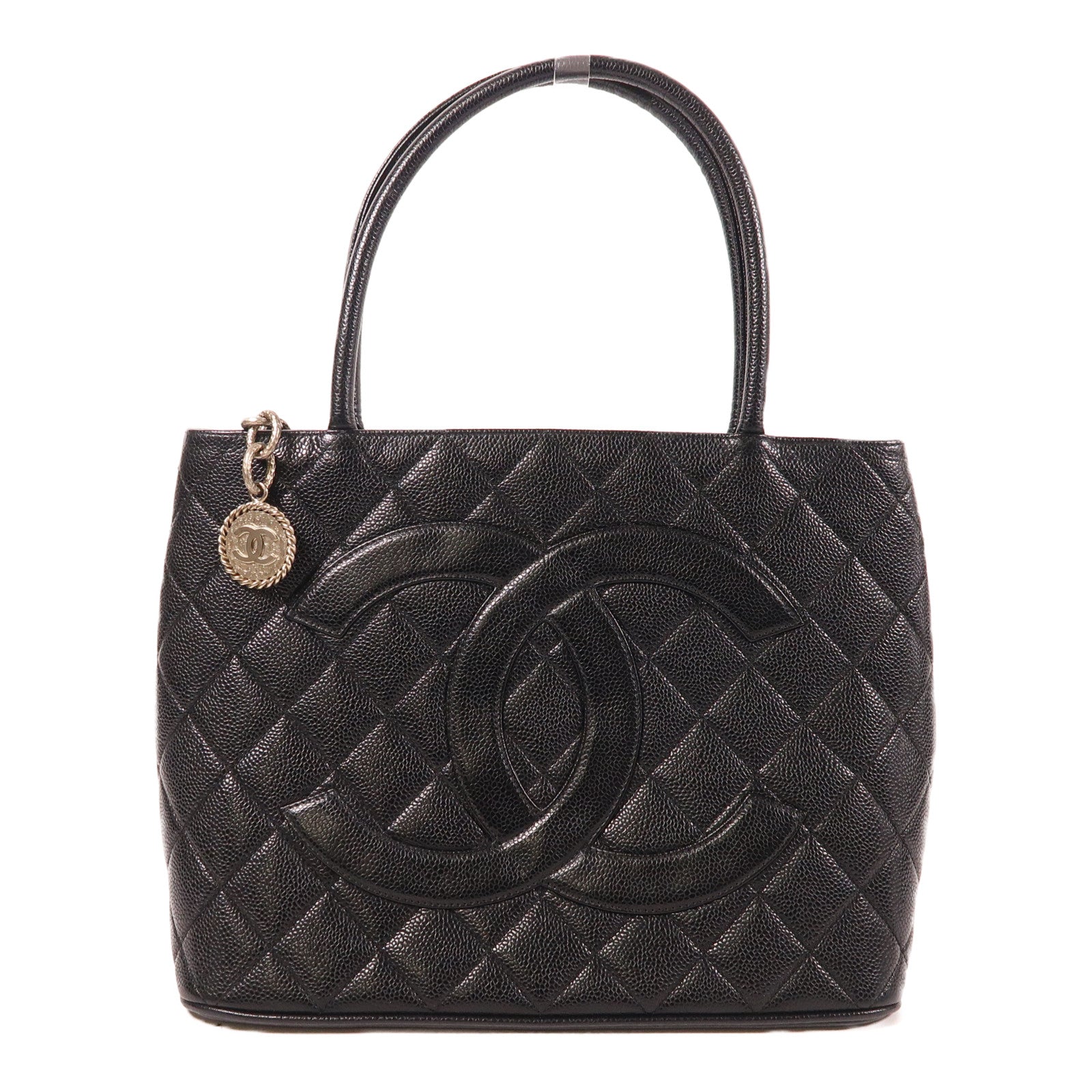 CHANEL 牛皮皮革Tote Bag銀扣手挽袋