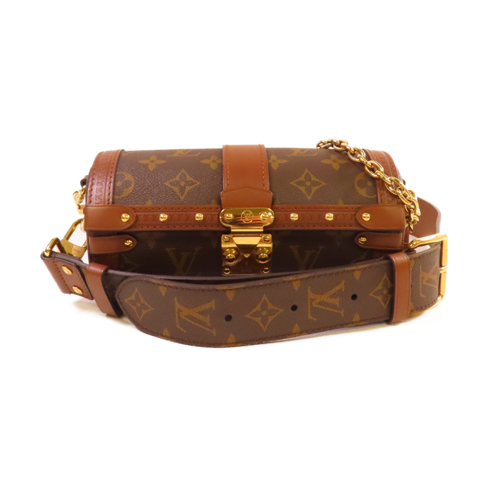 LOUIS VUITTON 【激減優惠】Monogram Papillon Trunk 2Way Shoulder Bag金扣手挽肩背兩用袋啡色