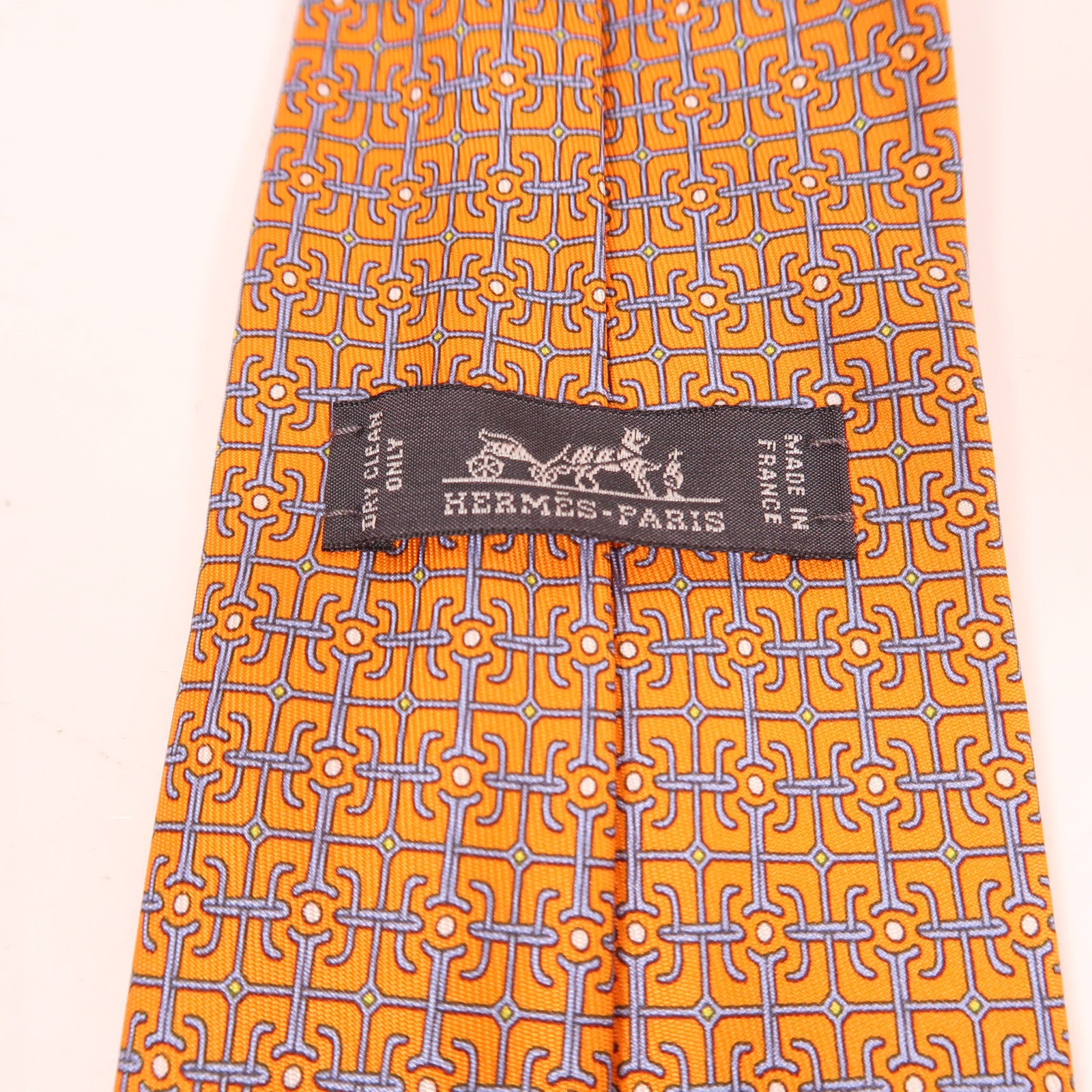 HERMES 絲質Tie領帶橙色