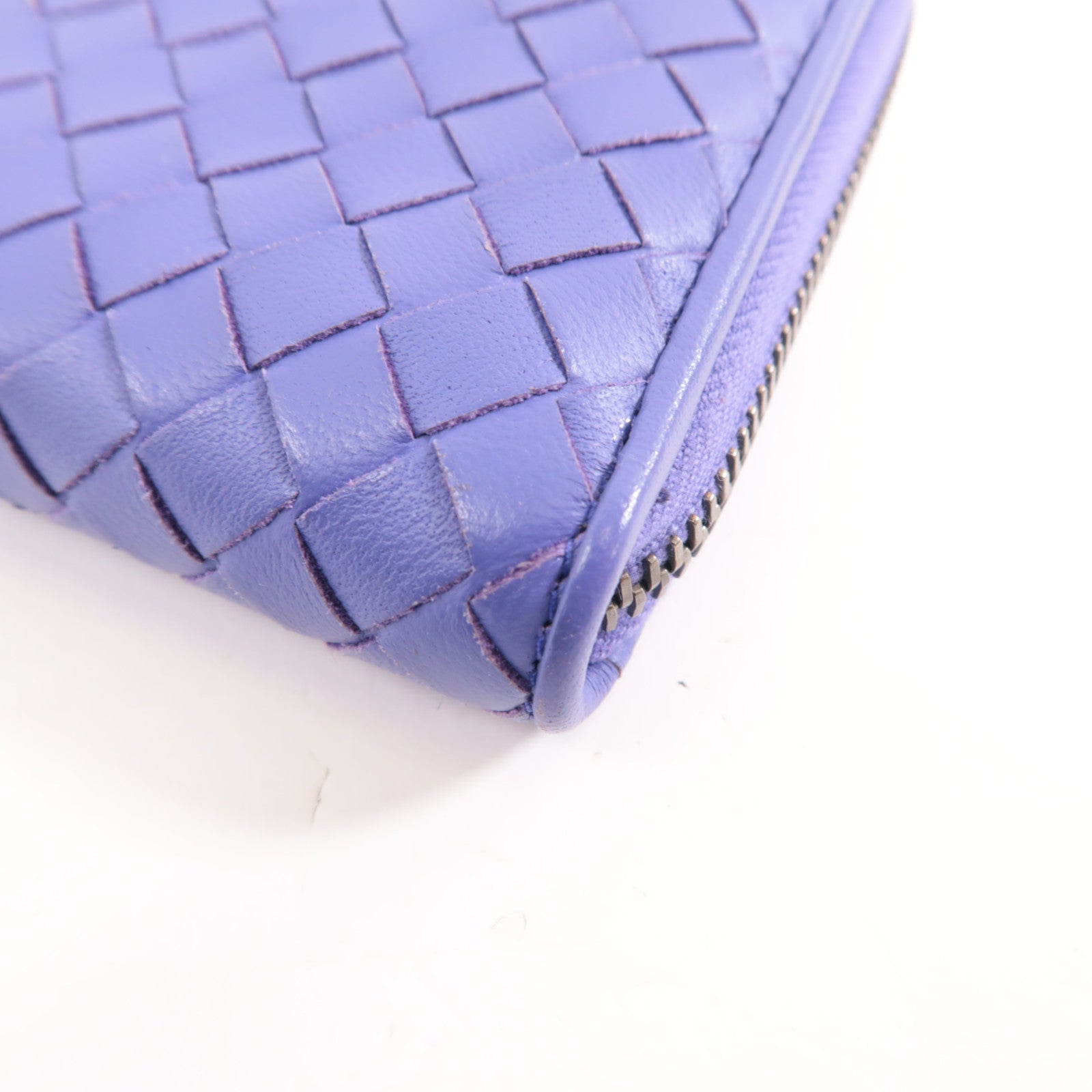 BOTTEGA VENETA 【激減優惠】織紋皮革Zipped Long Wallet長錢包紫色