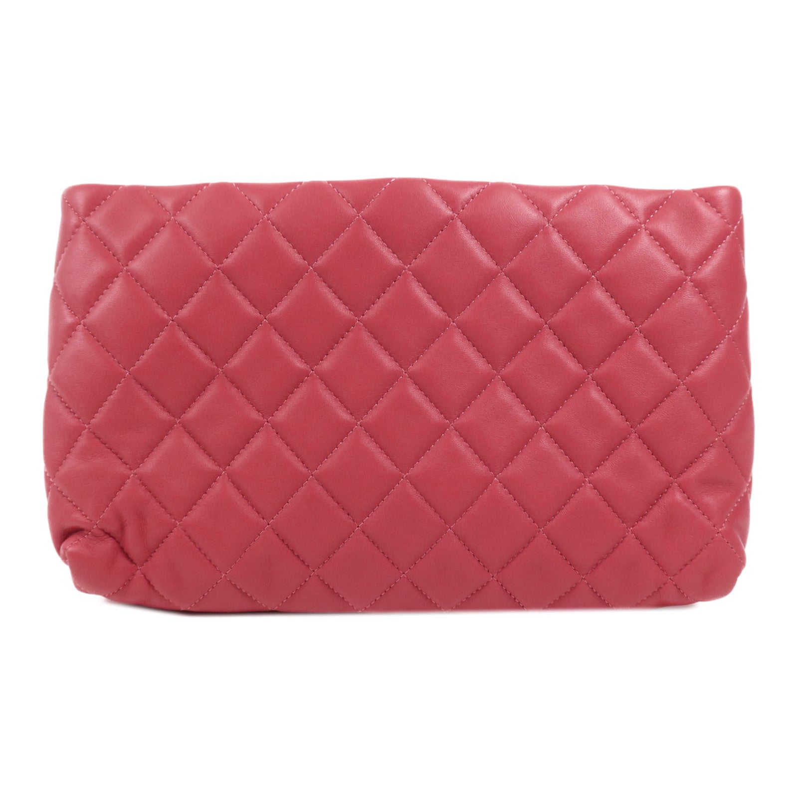 CHANEL 羊皮皮革Pouch銀扣手拿包