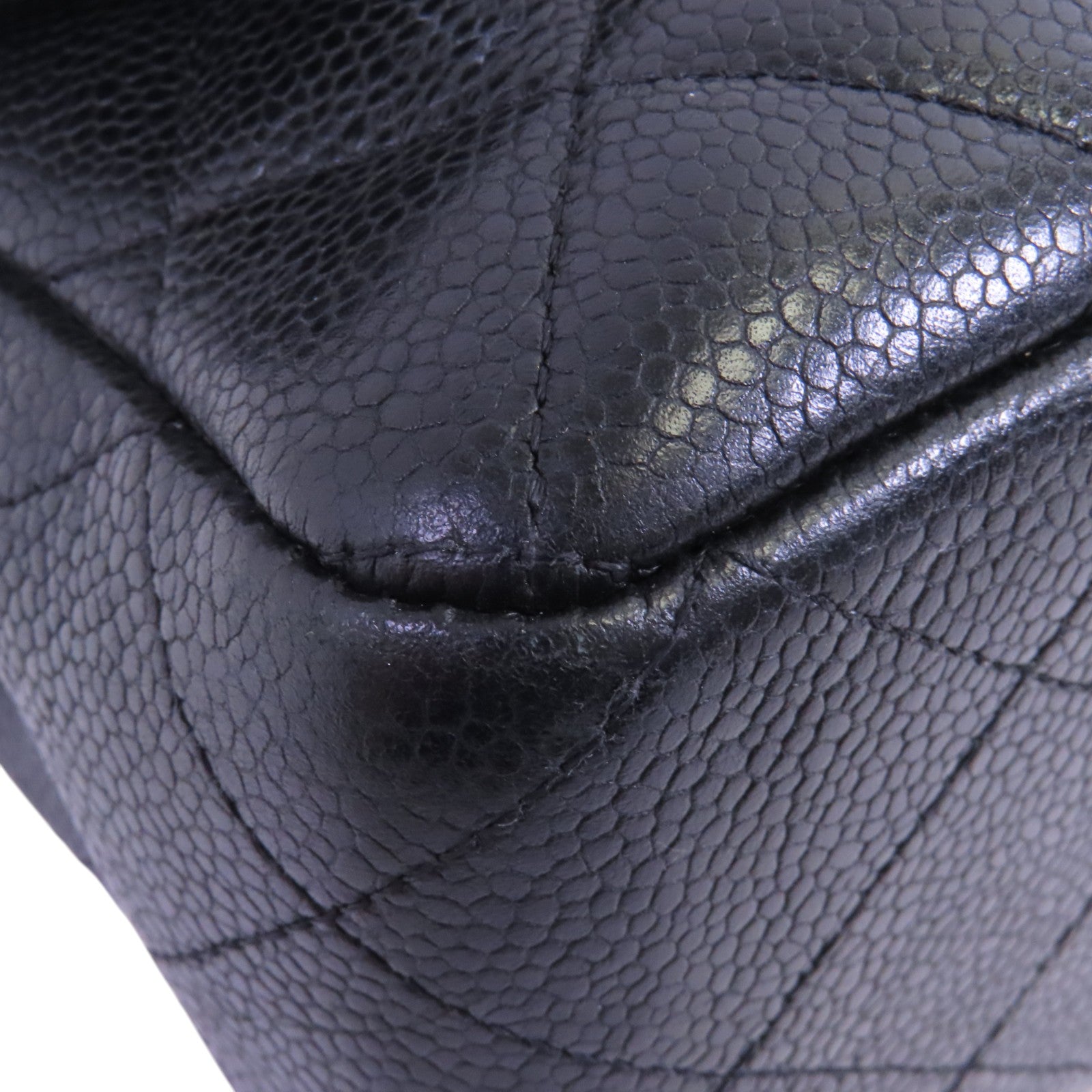 CHANEL 牛皮皮革Large Classic銀扣鏈帶肩背袋