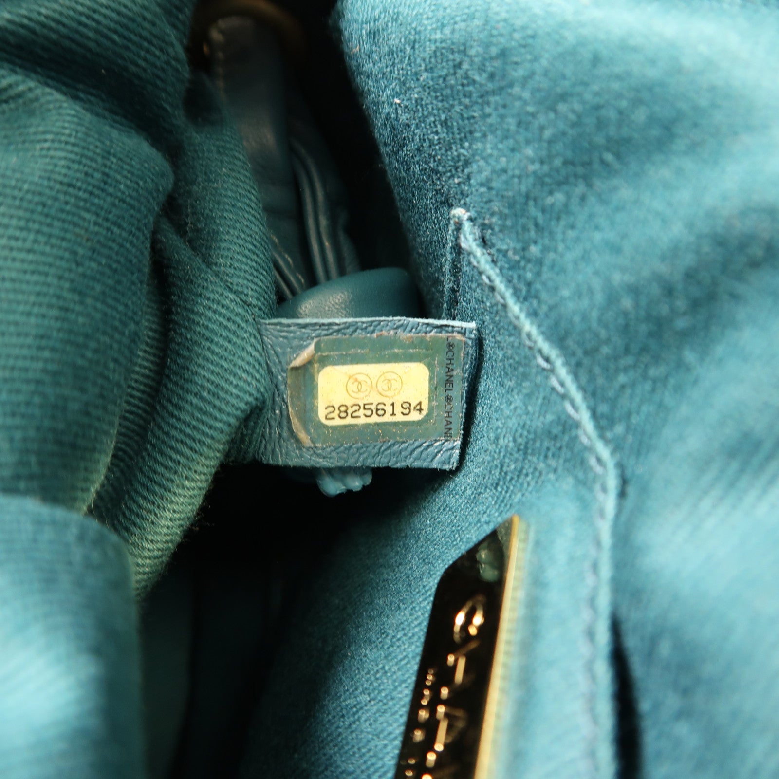 CHANEL 羊皮皮革Shoulder Bag金扣鏈帶肩背袋藍色