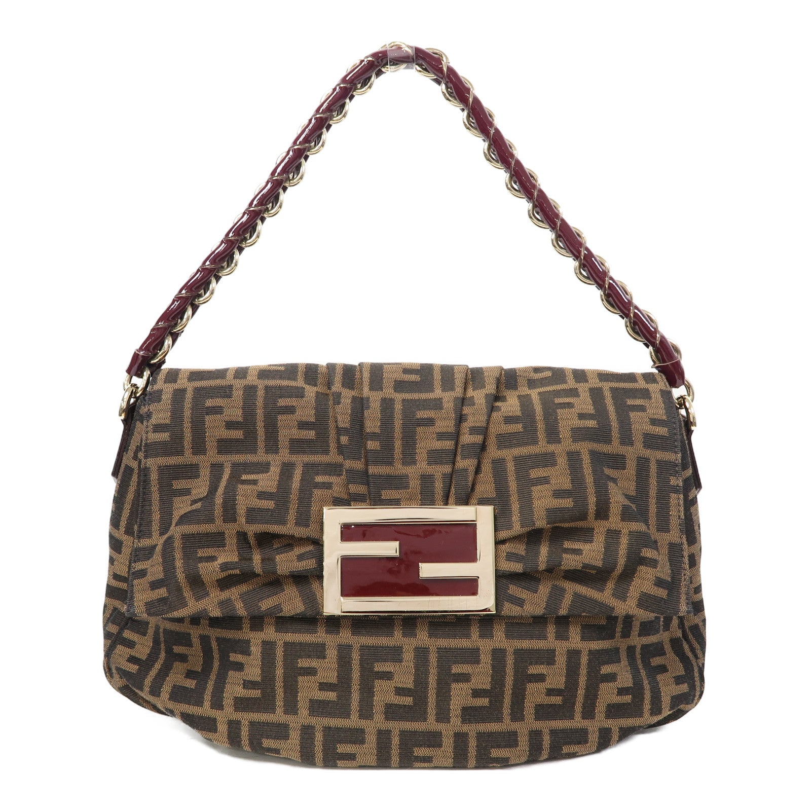 FENDI 帆布Shoulder Bag金扣肩背袋啡色