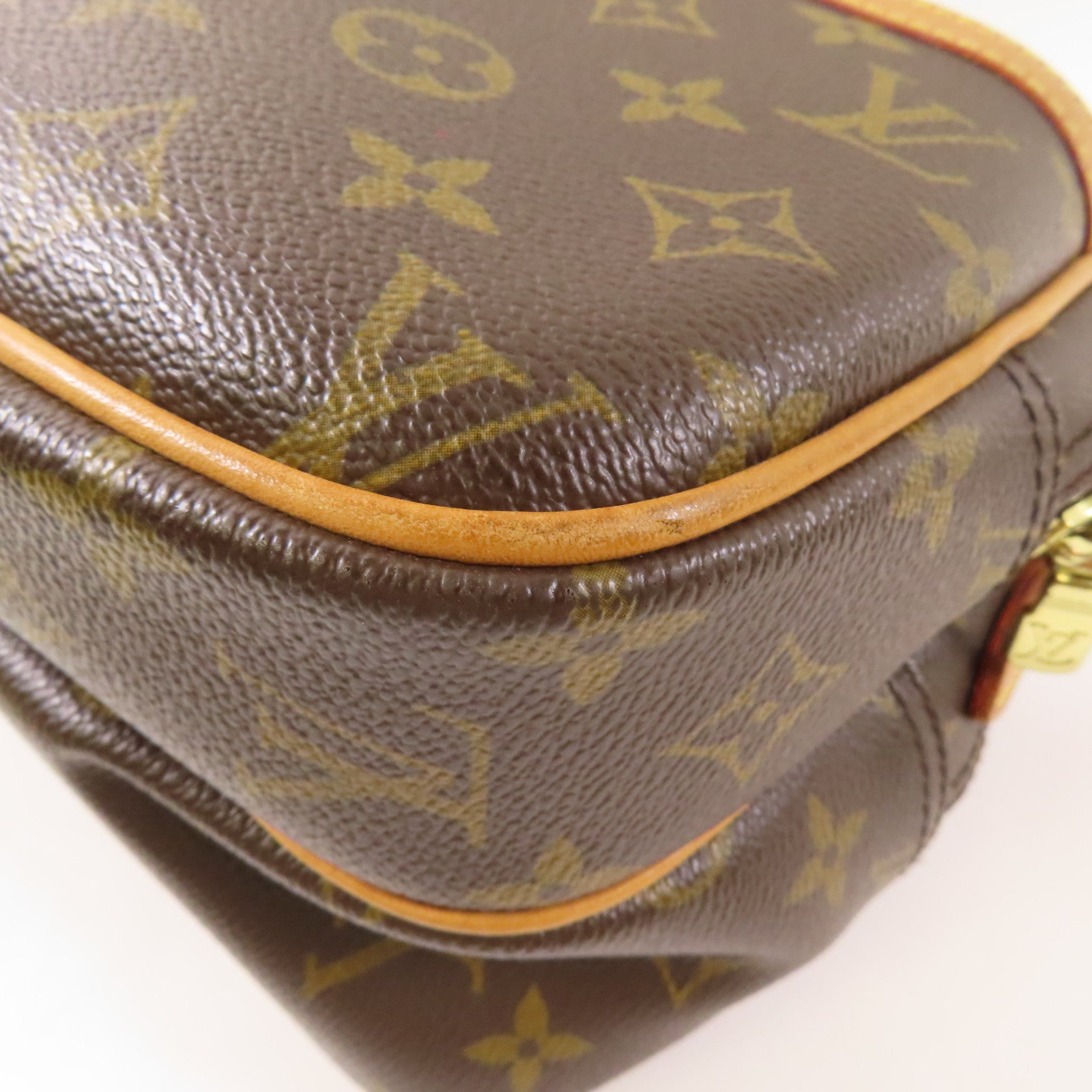 LOUIS VUITTON Monogram Reporter PM金扣肩背袋棕色
