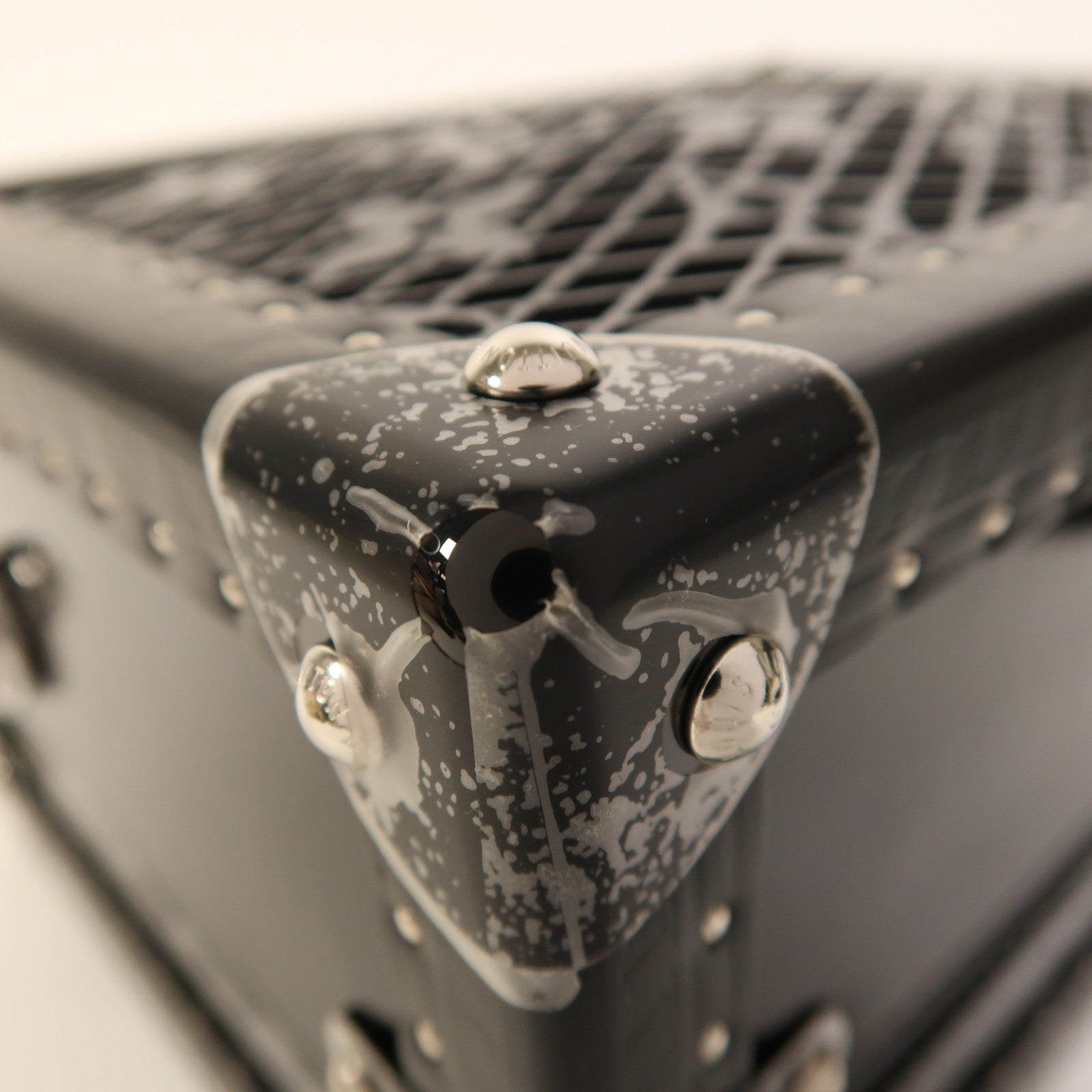 LOUIS VUITTON 牛皮皮革/PVC Petite Valise銀扣手挽肩背兩用袋