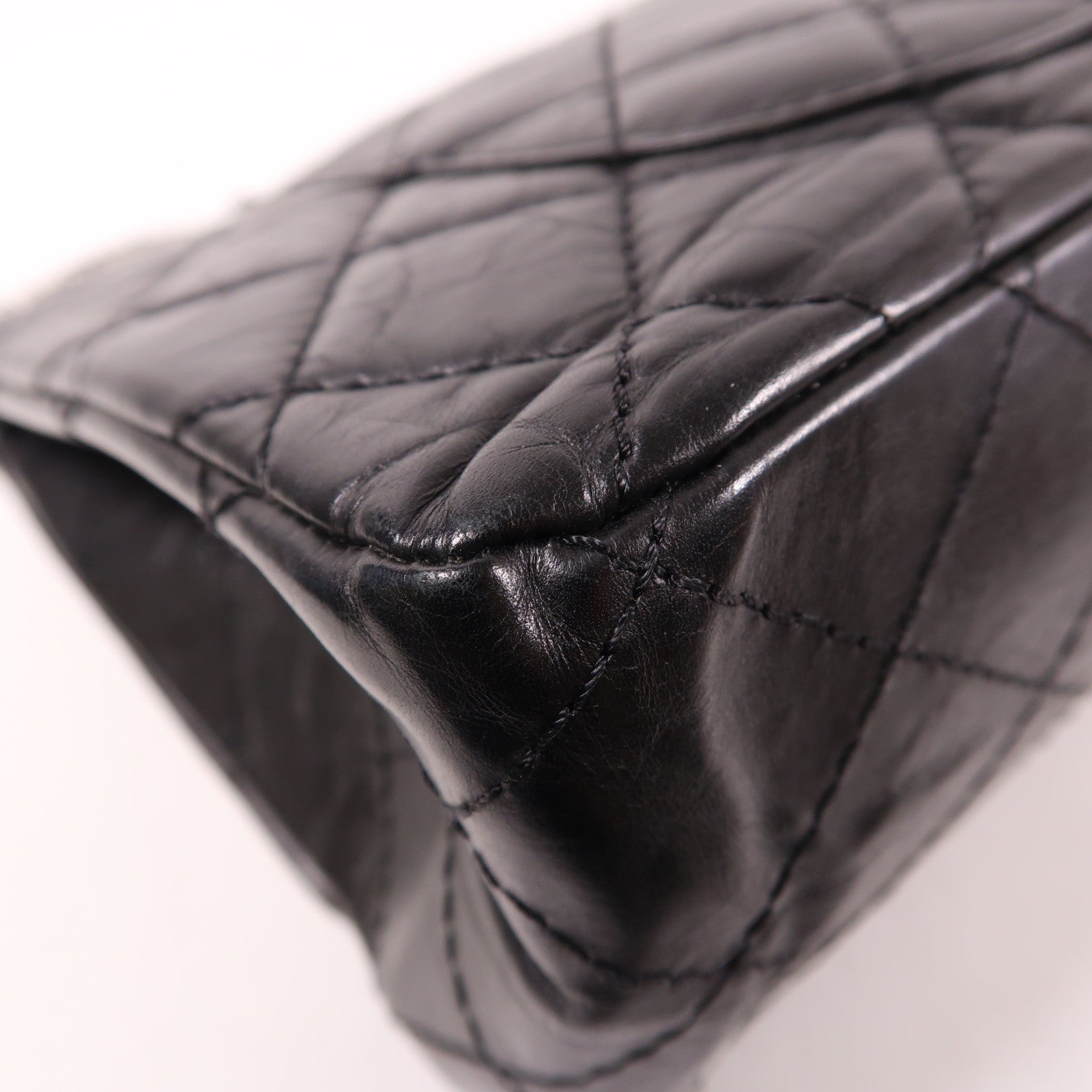 CHANEL 牛皮皮革2.55 Jumbo銀扣鏈帶肩背袋