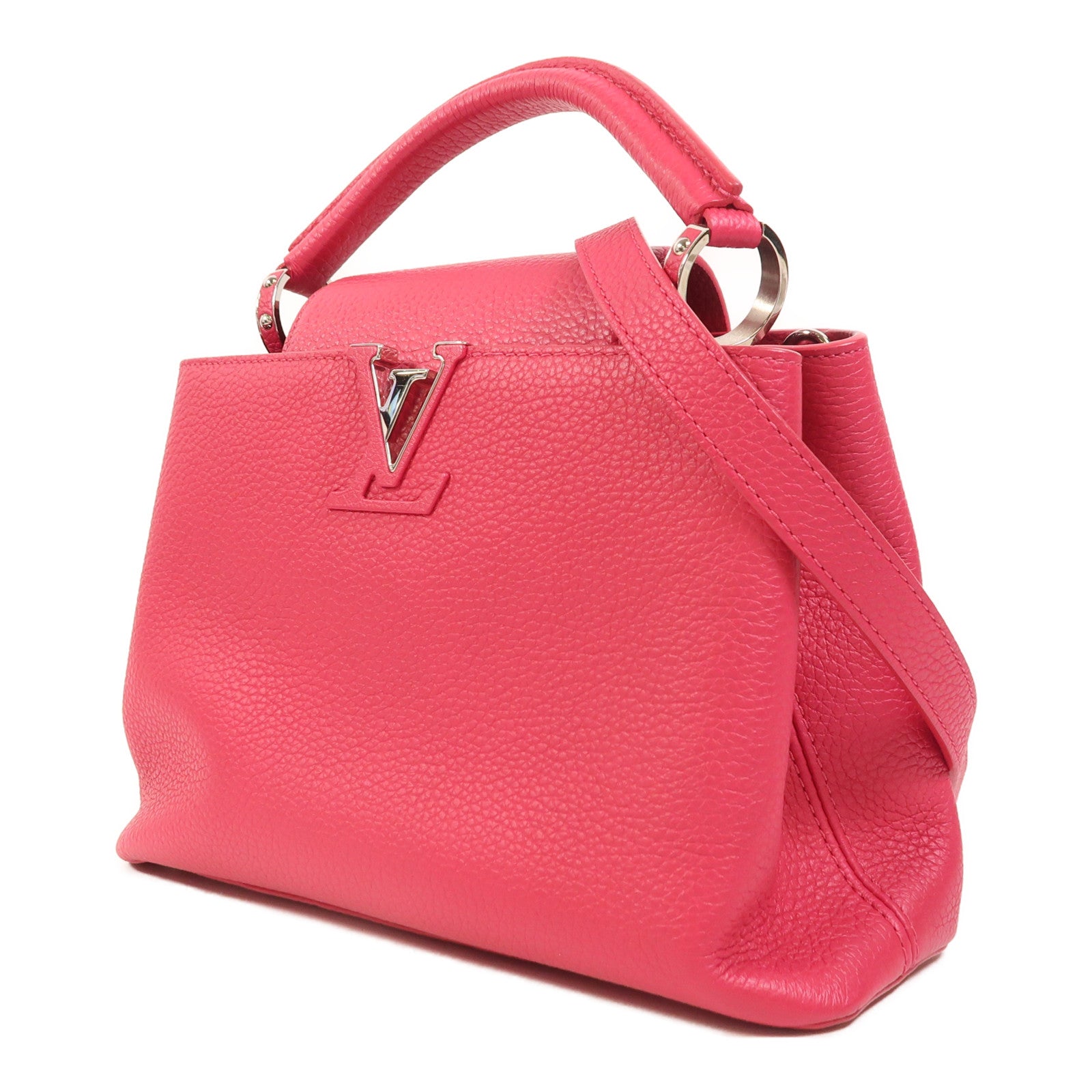 LOUIS VUITTON 【激減優惠】Taurillon Capucines BB銀扣手挽肩背兩用袋