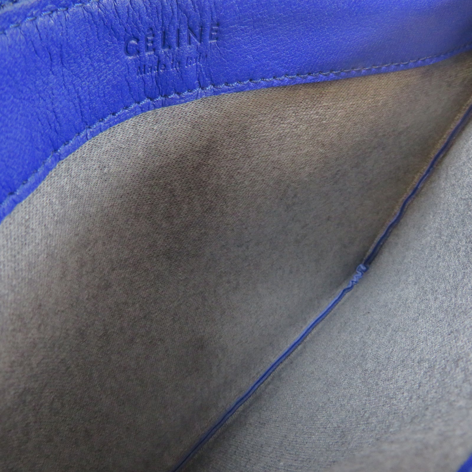 CELINE 【激減優惠】牛皮皮革Trio金扣肩背袋藍色