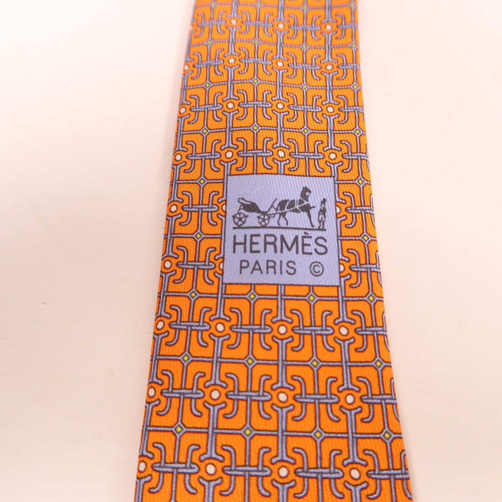 HERMES 絲質Tie領帶橙色