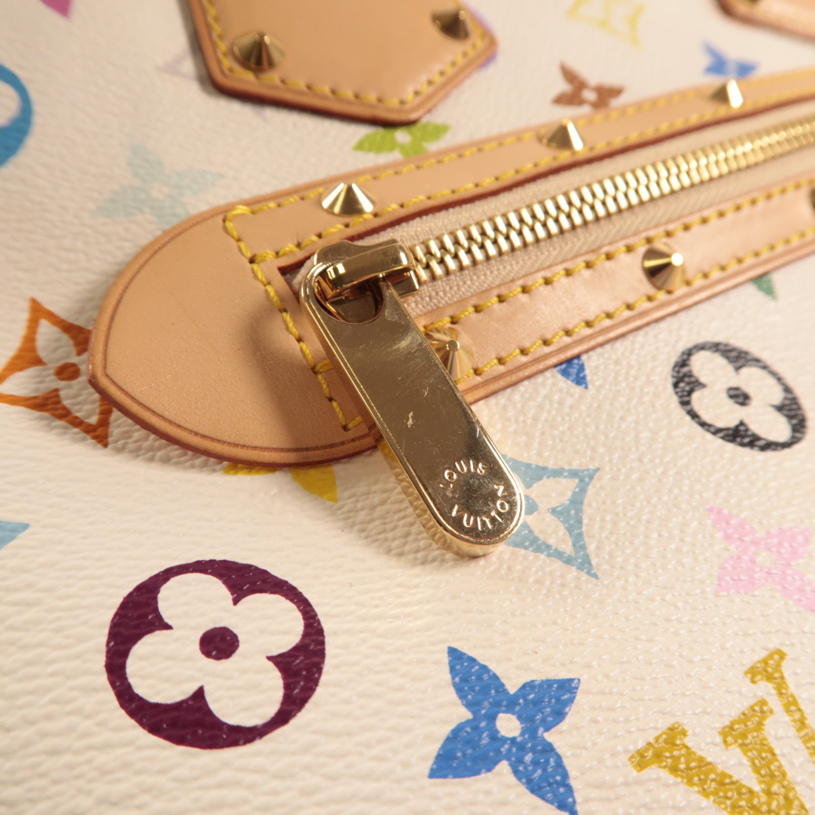 LOUIS VUITTON Monogram Multicolore Alma金扣手挽袋白色/彩色