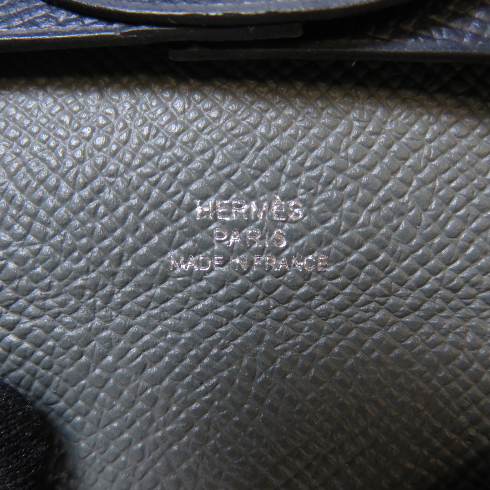 HERMES 【激減優惠】Epsom皮革Bastia銀扣零錢包Bleu Nuit午夜藍色