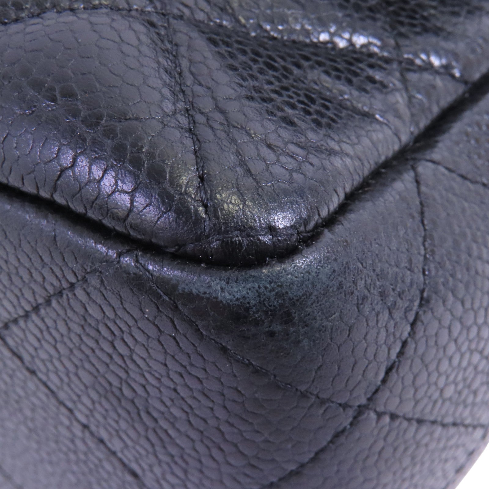 CHANEL 牛皮皮革Large Classic銀扣鏈帶肩背袋