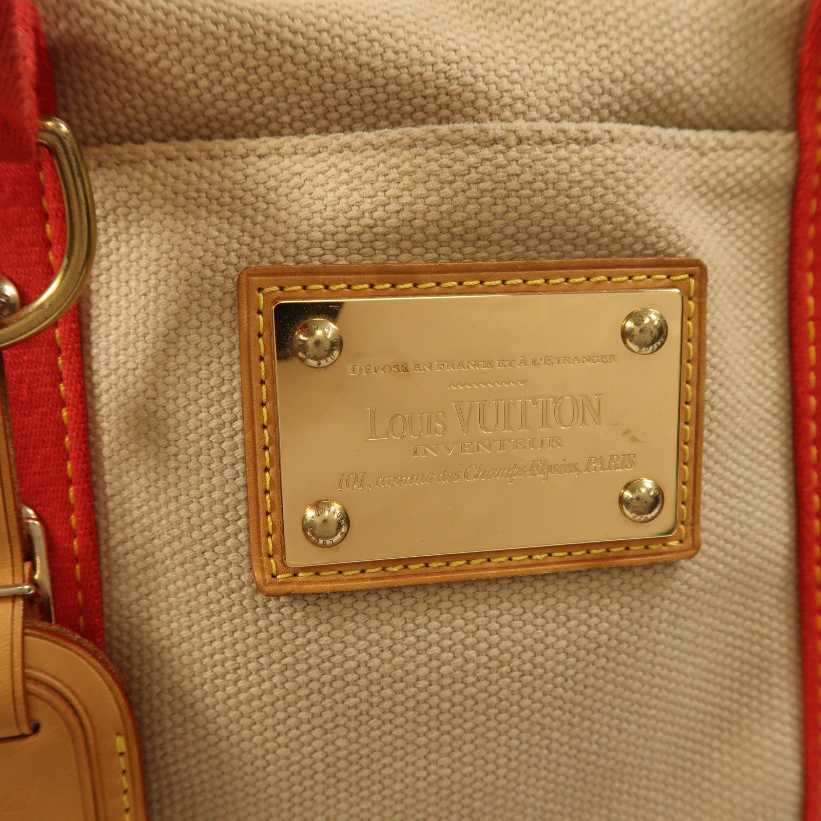 LOUIS VUITTON 帆布Antigua Sac Weekend金扣手挽肩背兩用袋