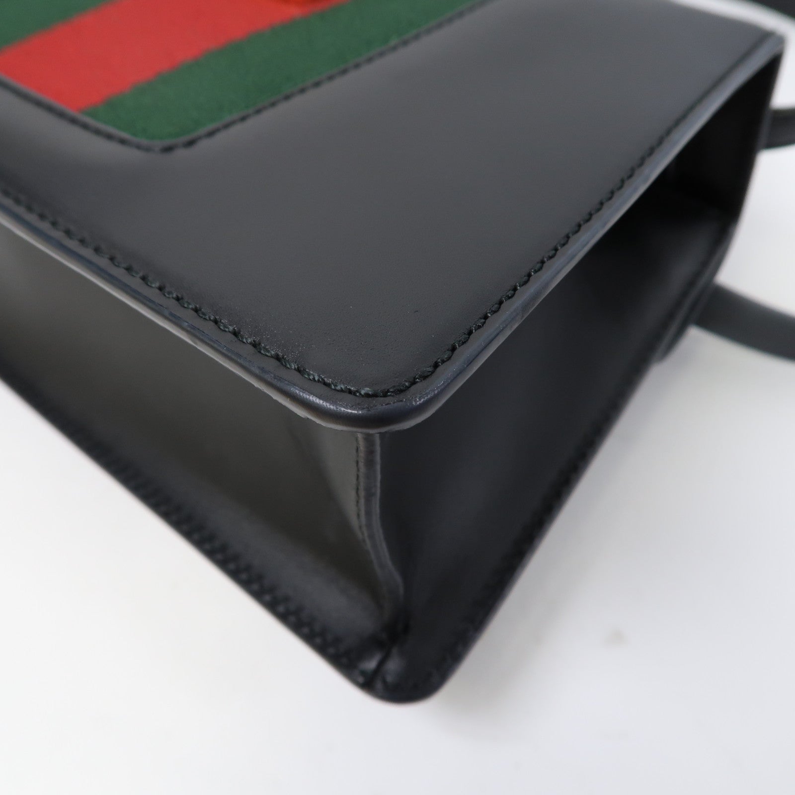 GUCCI 牛皮皮革Sylvie金扣手挽肩背兩用袋黑色