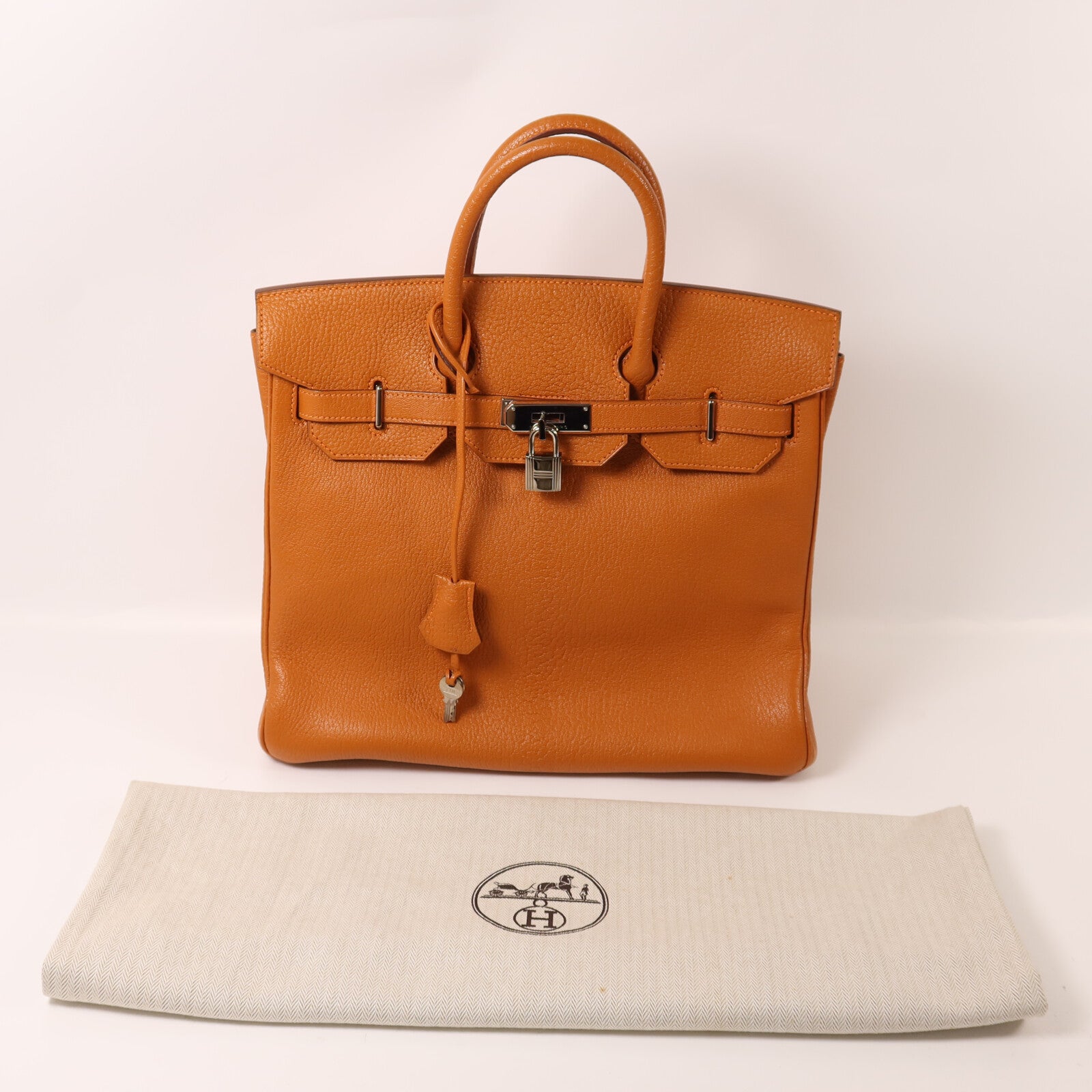 HERMES Chevre皮革Birkin 32 Hac手挽袋Orange