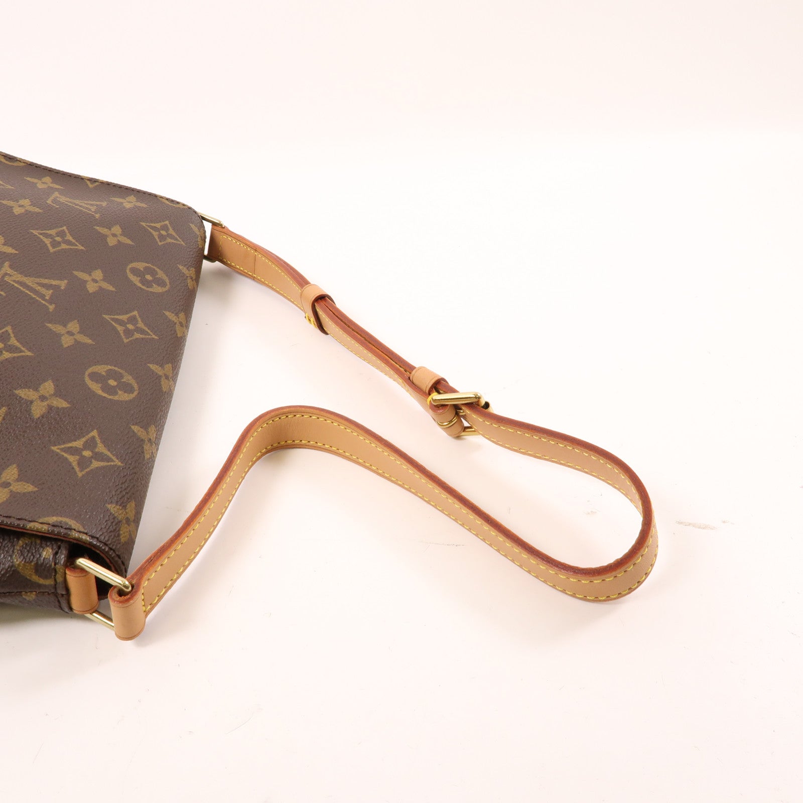 LOUIS VUITTON Monogram Musette Tango金扣肩背袋棕色