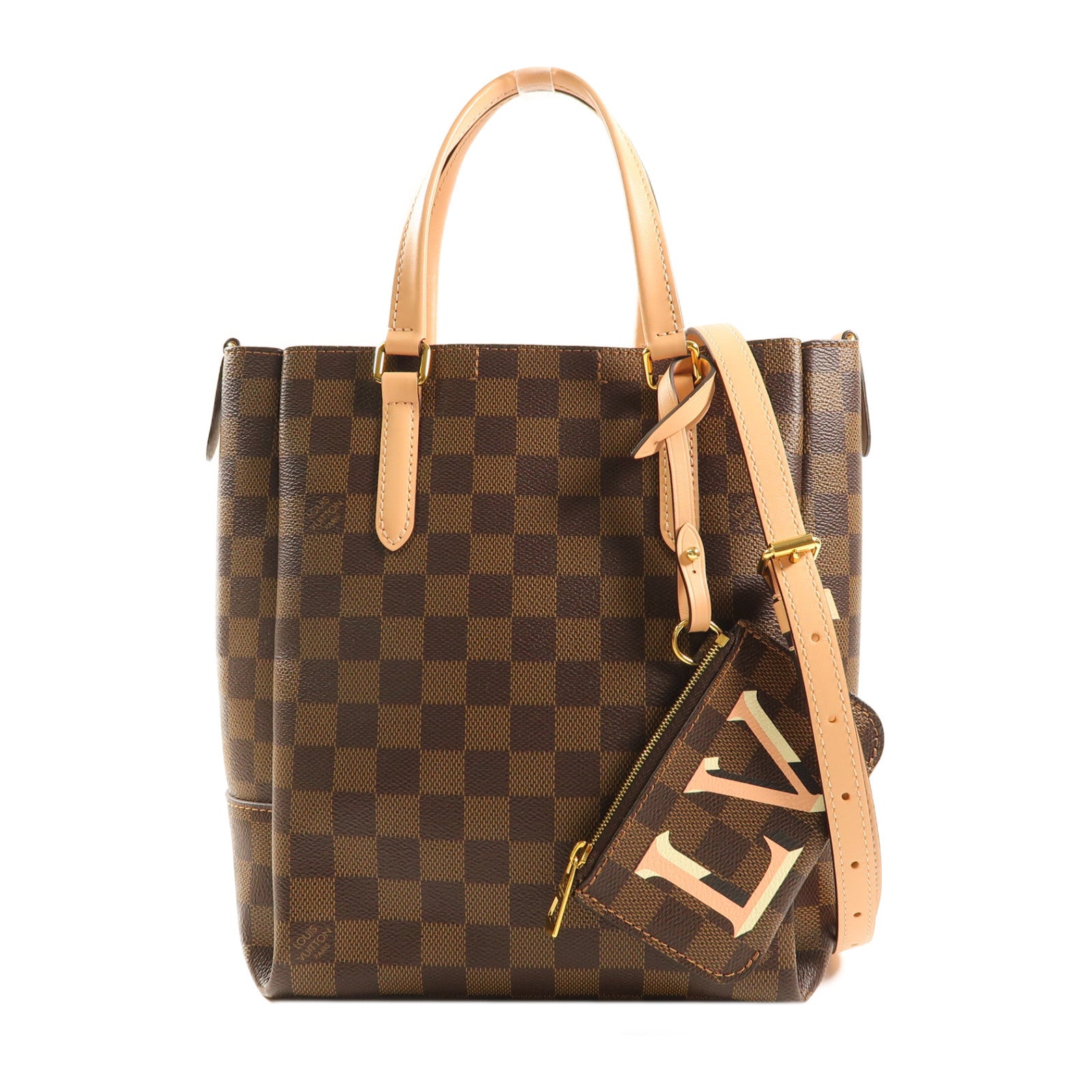 LOUIS VUITTON 【激減優惠】Damier Belmont NV PM金扣手挽肩背兩用袋啡色